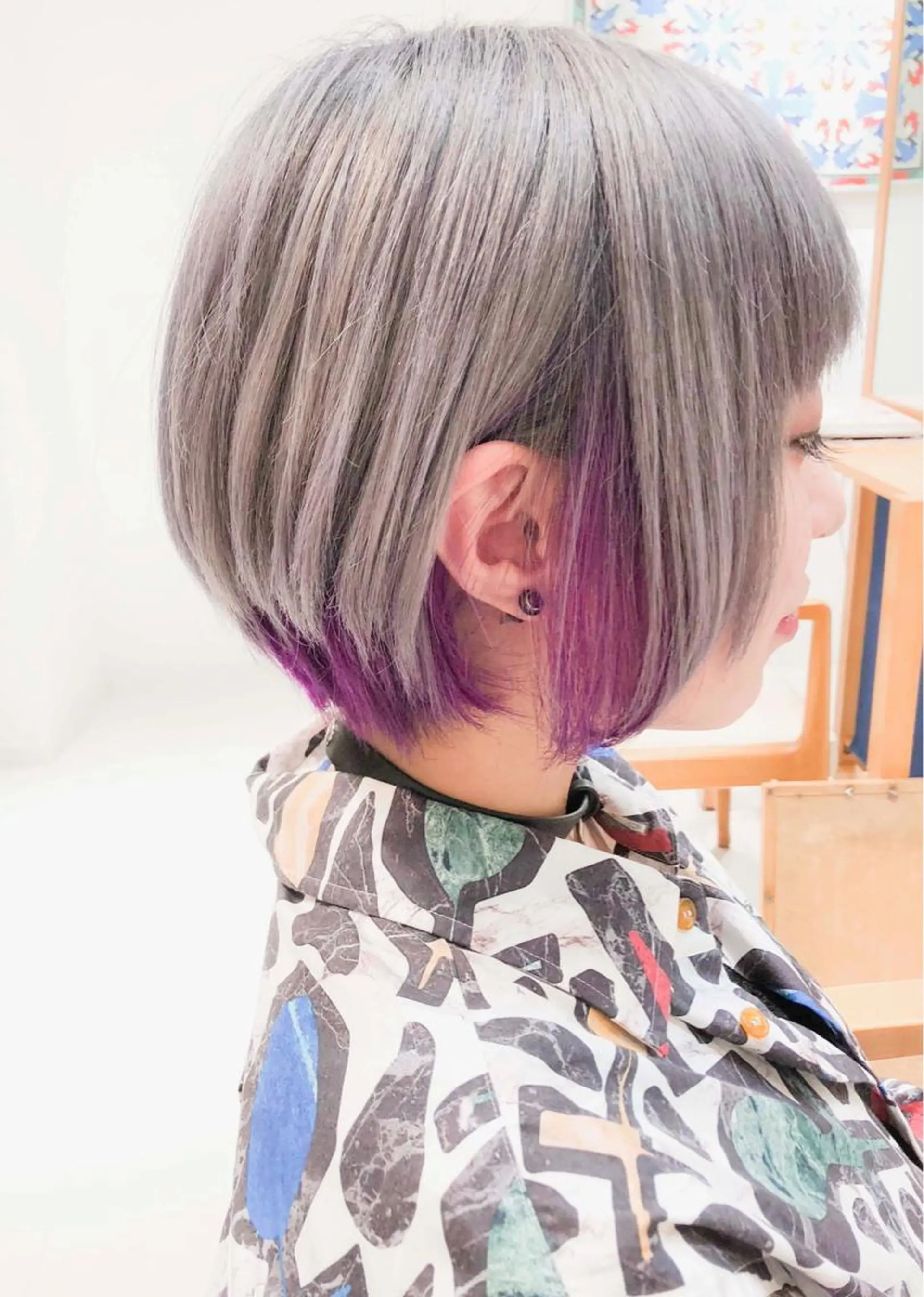 ショート カラー インナーカラー パープルカラー Days 透明感カラーのヘアスタイル