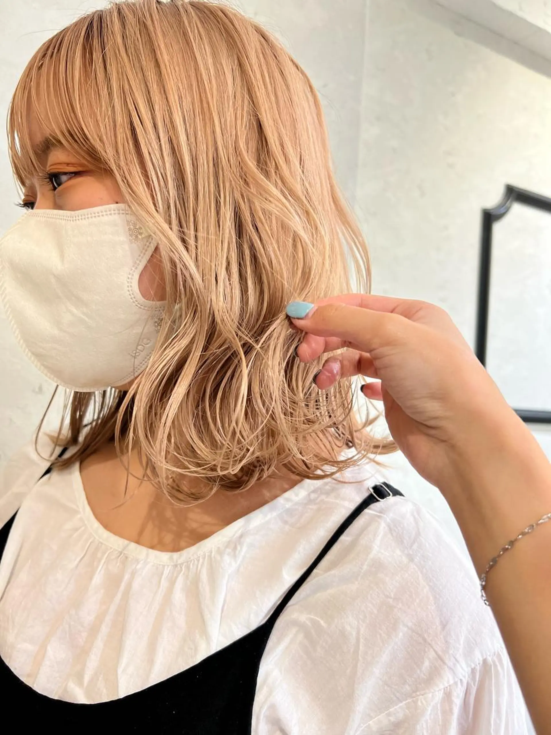 ミディアム カラー ベージュカラー ブリーチ カット ヘアカラー トリートメント 髪質改善/ボブ/ ハイトーン❣️yuiのヘアスタイル