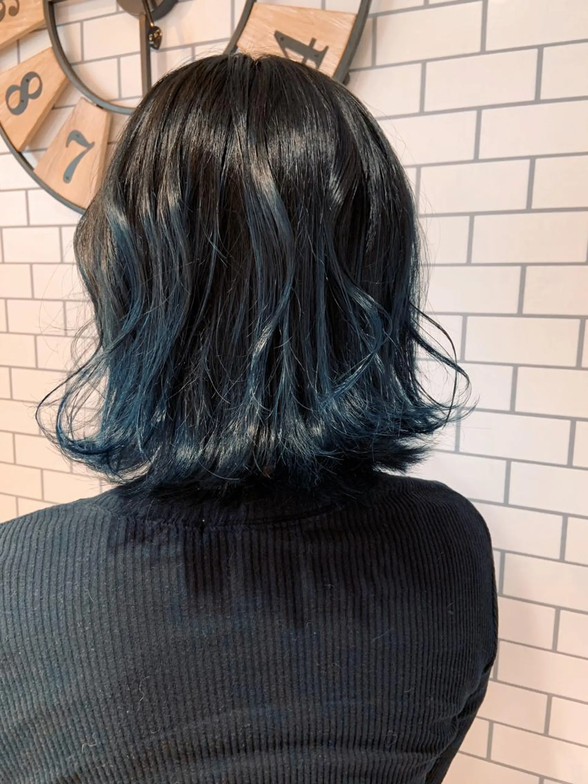 ミディアム カラー ヘアアレンジ 黒髪 ブルーカラー ブルーブラック イルミナカラー rita atelier 【リタ】所属・韓国hair🦋 Nanaのヘアスタイル