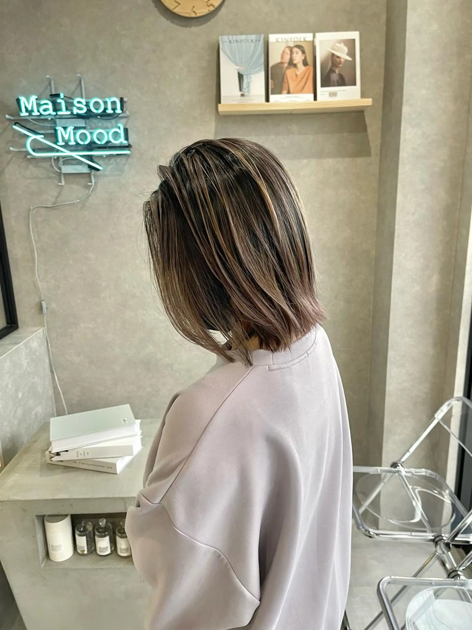 ミディアム カラー カット ヘアカラー トリートメント mood tatemachiのヘアスタイル