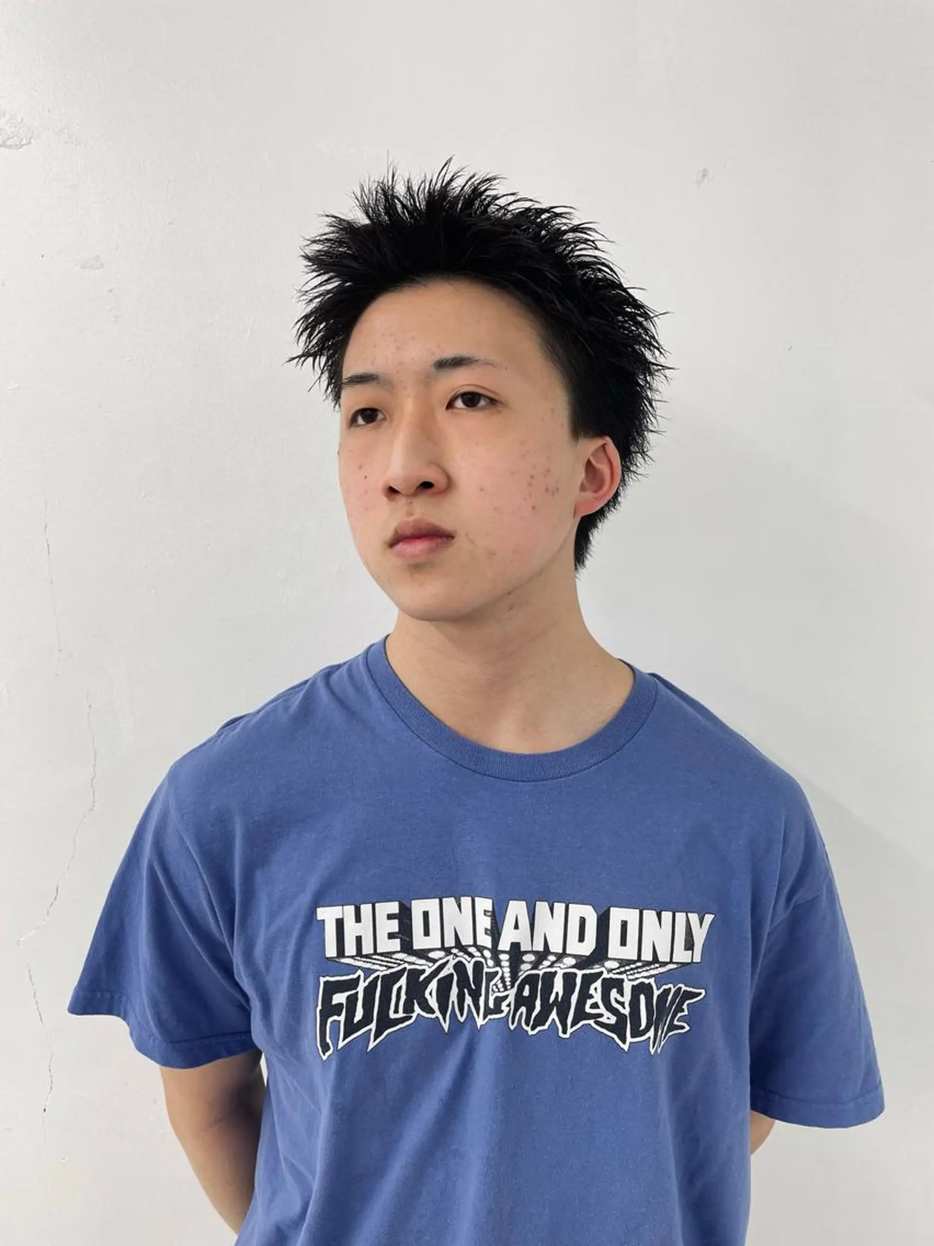 メンズ カット スパイキーパーマ 柏NO1 藤本葉のヘアスタイル