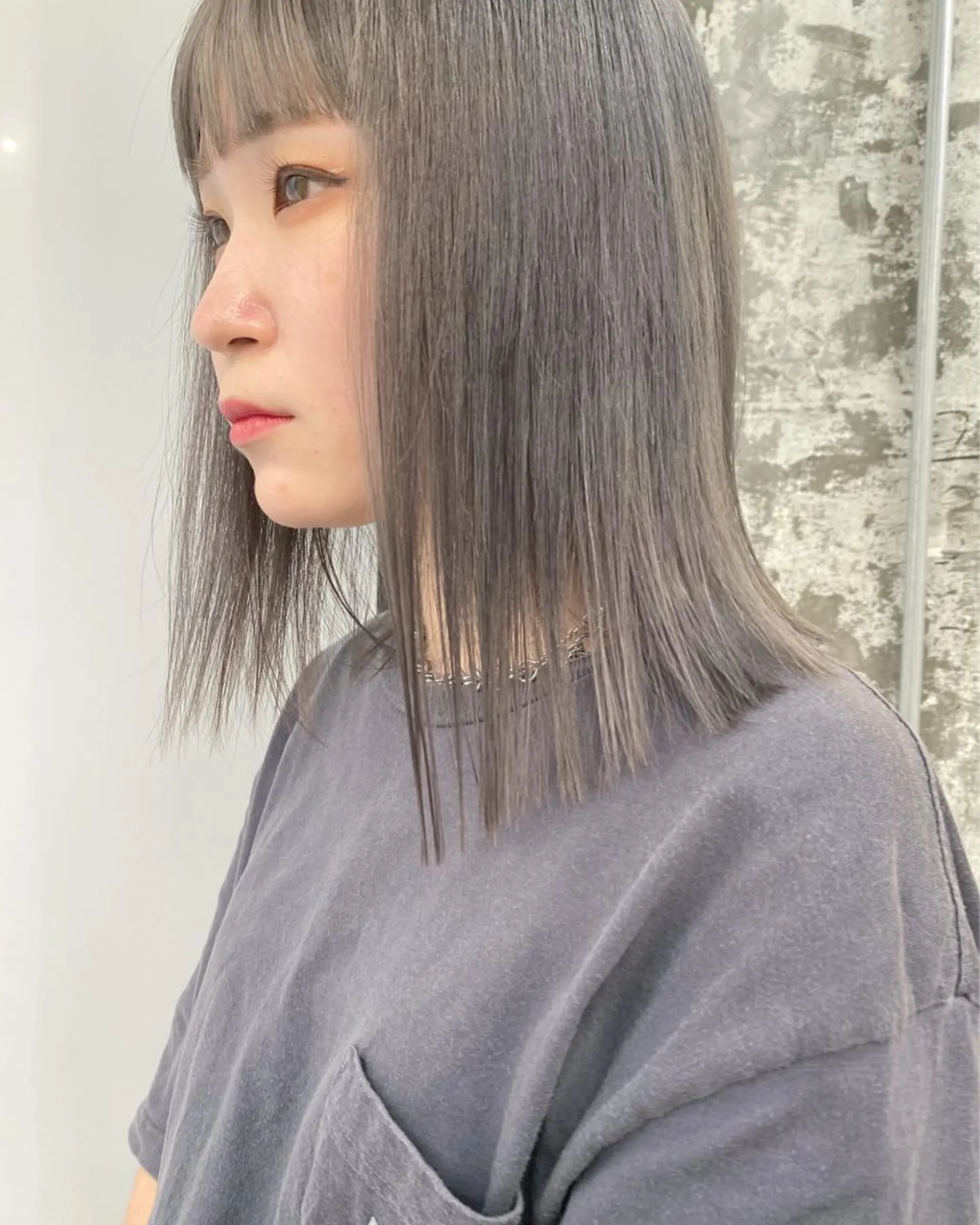セミロング カラー 透明感カラー グレージュ カット キタダ ヒロキのヘアスタイル