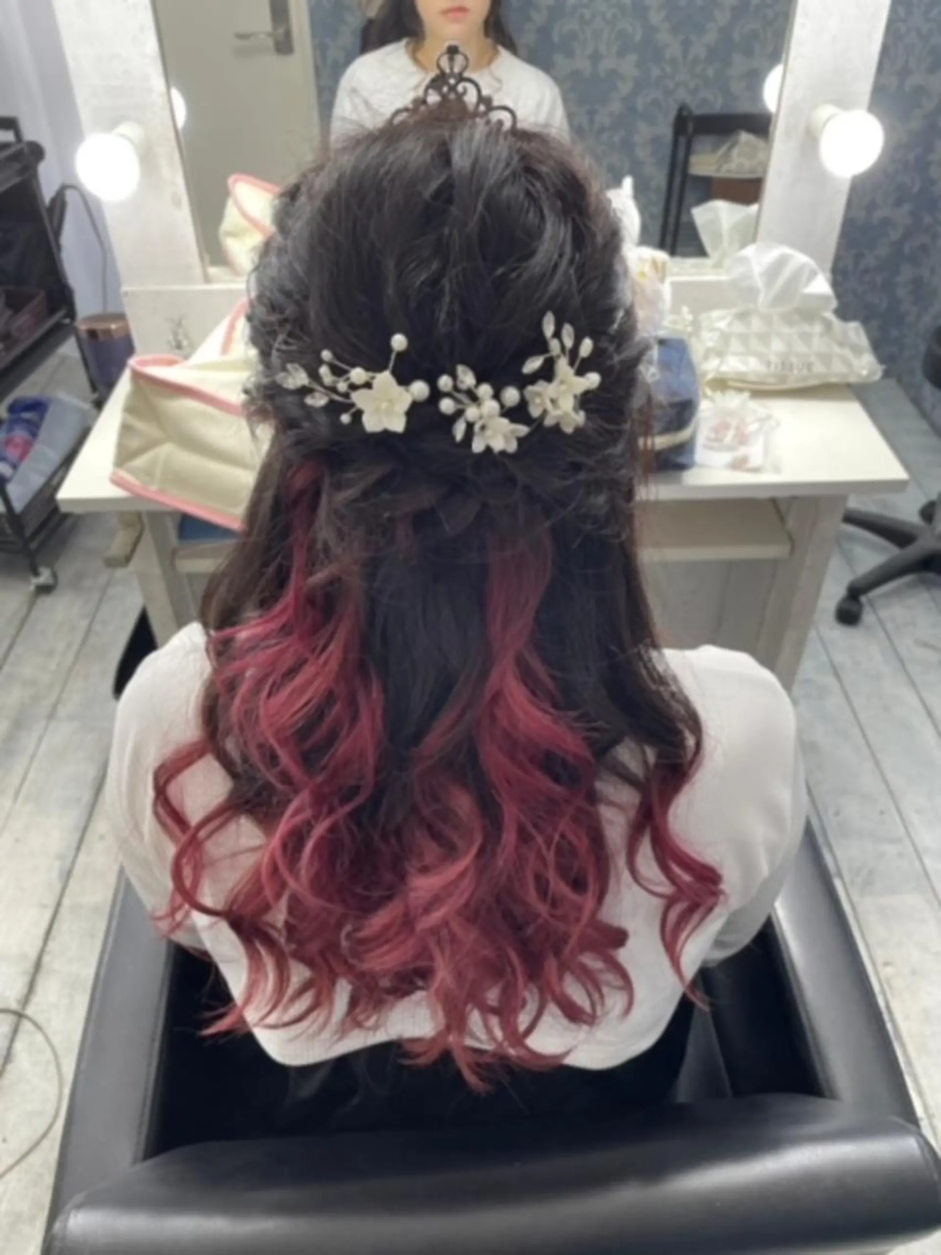 ヘアアレンジ ハーフアップ 髪飾り shizuka 👸ヘアセット✨のヘアスタイル