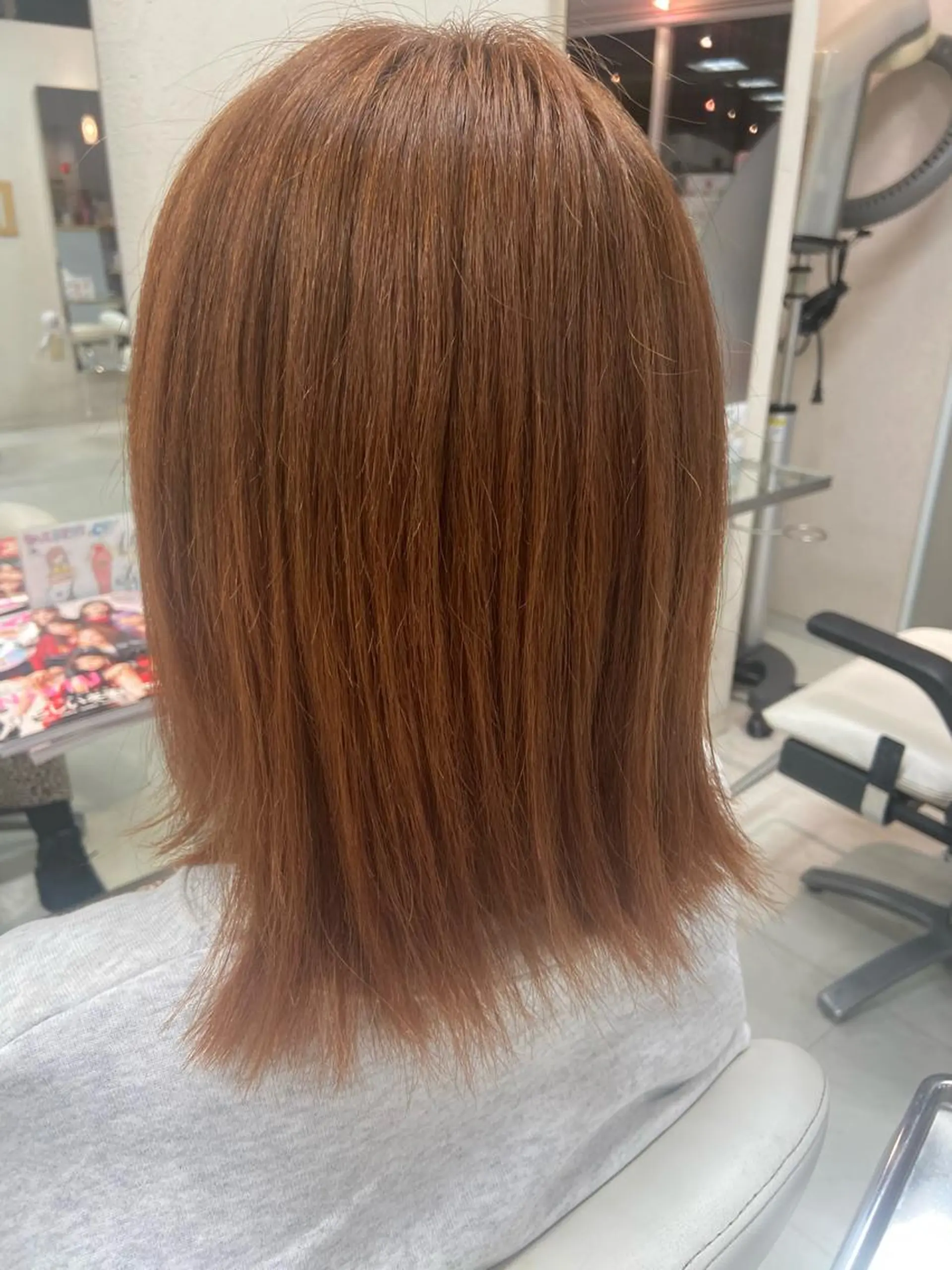 ミディアム カラー ブリーチ ブラウンカラー オレンジ オレンジブラウン ヘアカラー 菊地 美憂のヘアスタイル