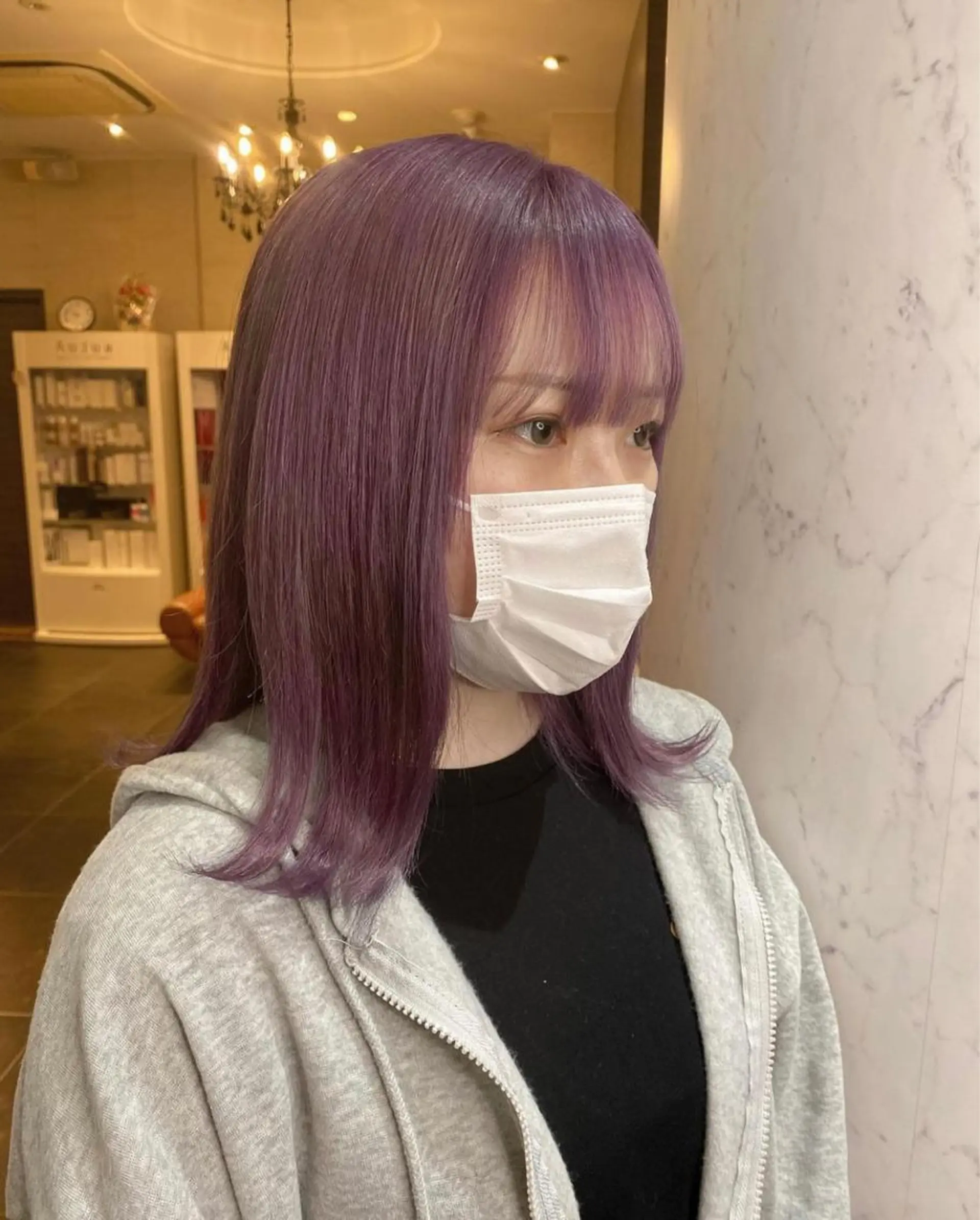 ミディアム カラー パープルカラー ヘアカラー トリートメント 🌱ブリーチ・透明感 カラー/mapi🦭のヘアスタイル