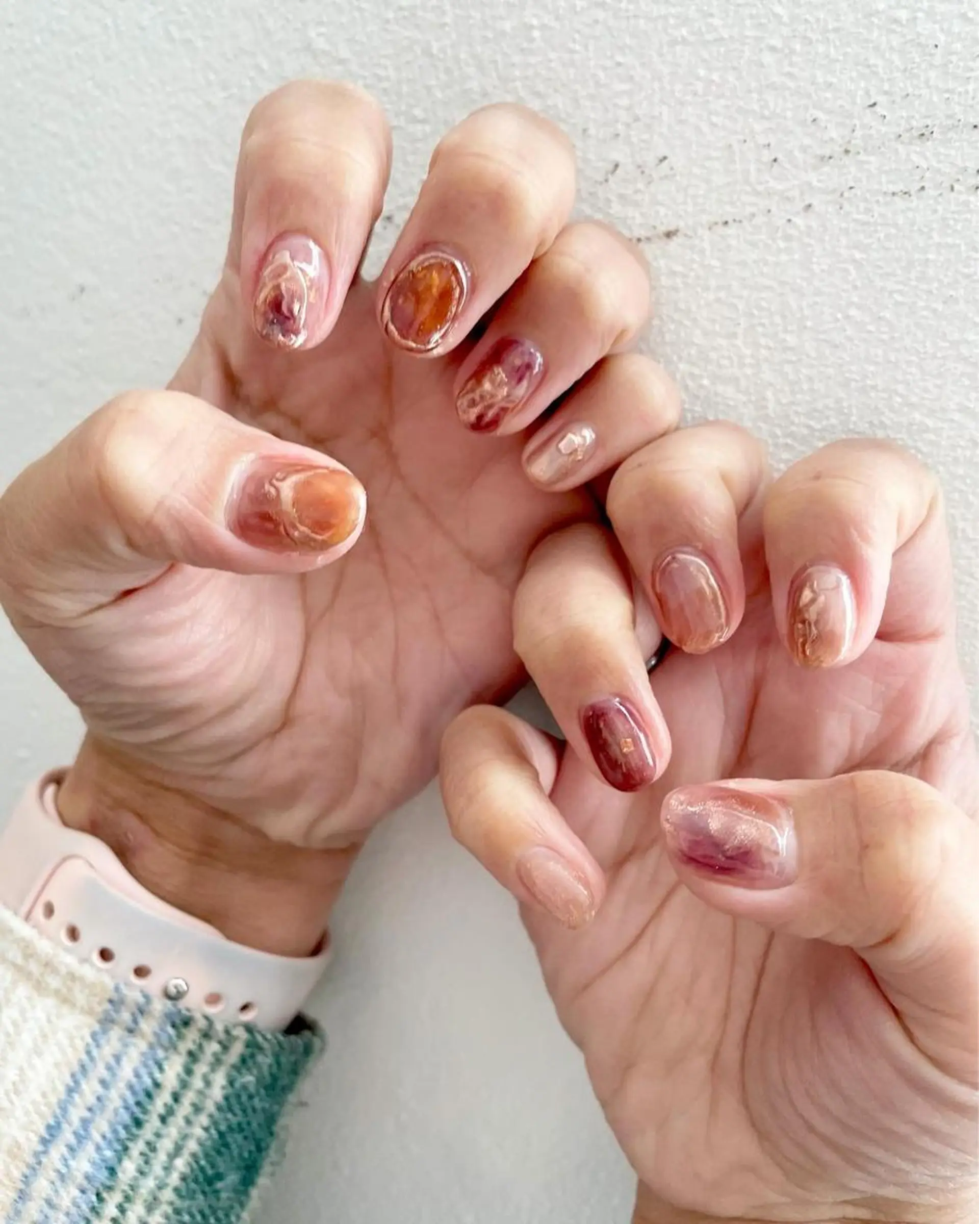 ネイル ゴールド ミラーネイル 春ネイル 甲府市徳行 🧸prunelleのネイルデザイン