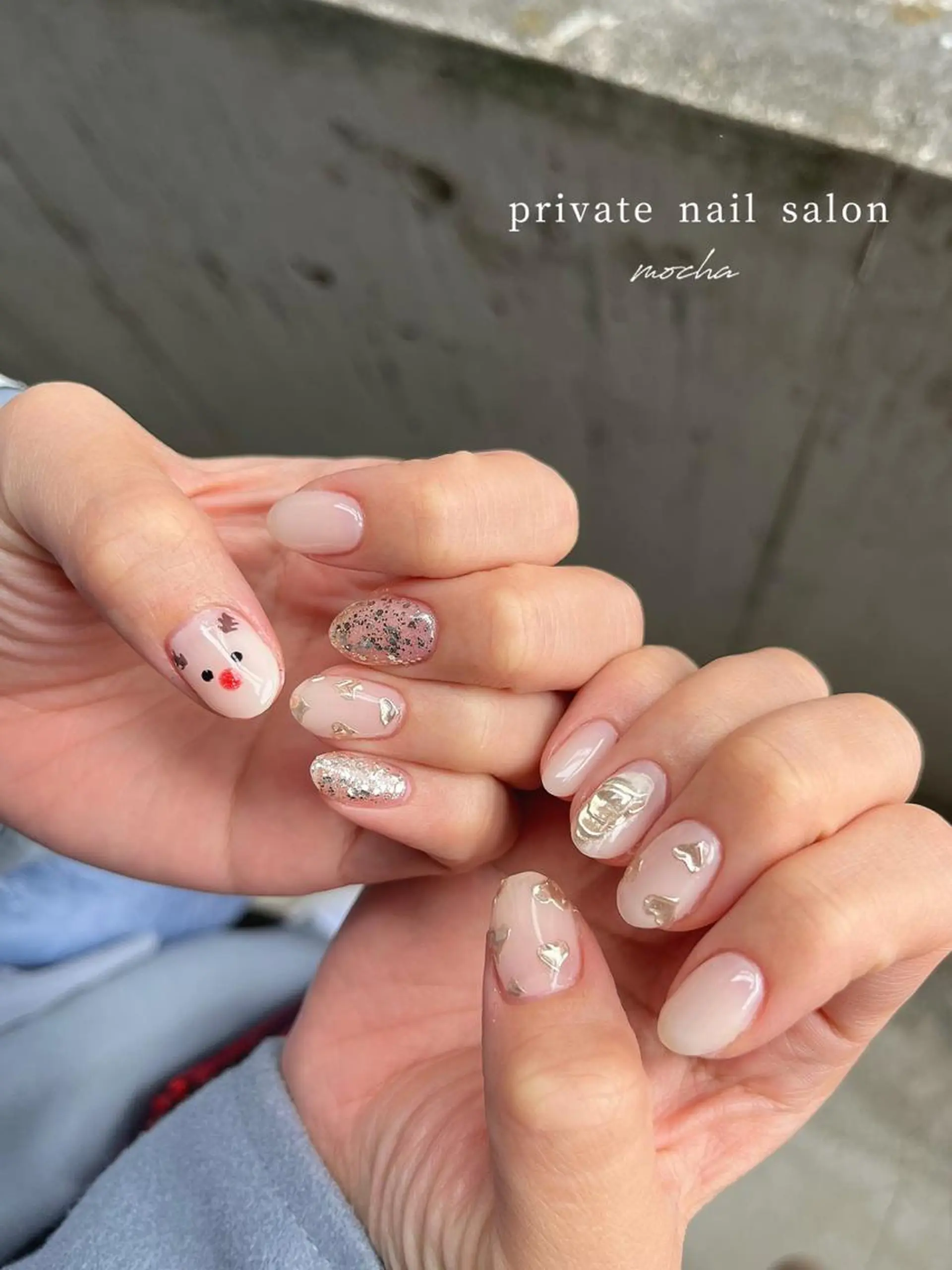 ネイル アートネイル カジュアル チークネイル フレンチネイル ジェルネイル ハンドネイル mocha nailのネイルデザイン