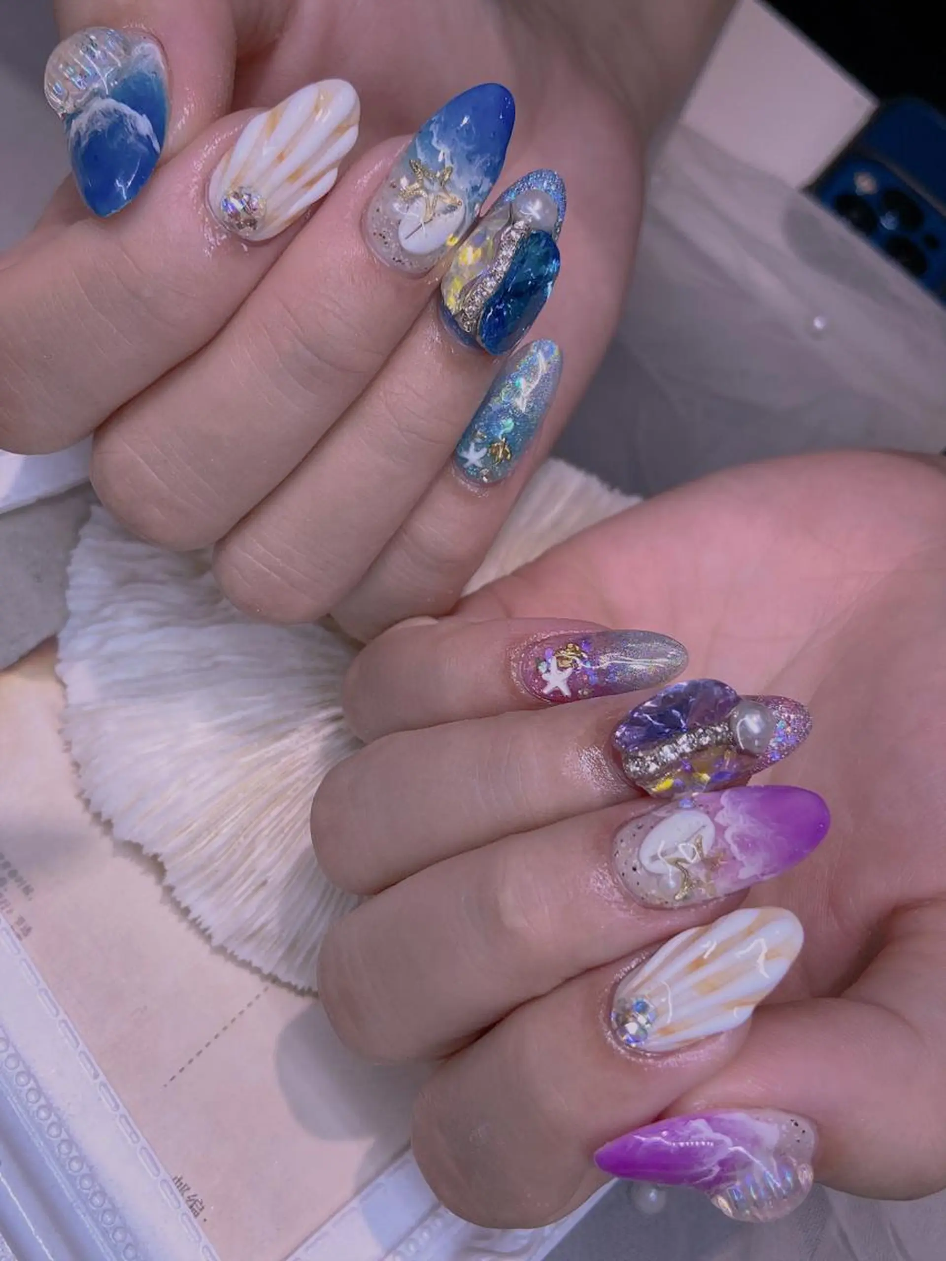 ネイル ストーンネイル ハンドネイル 長さだし専門店 M2　rikaのネイルデザイン