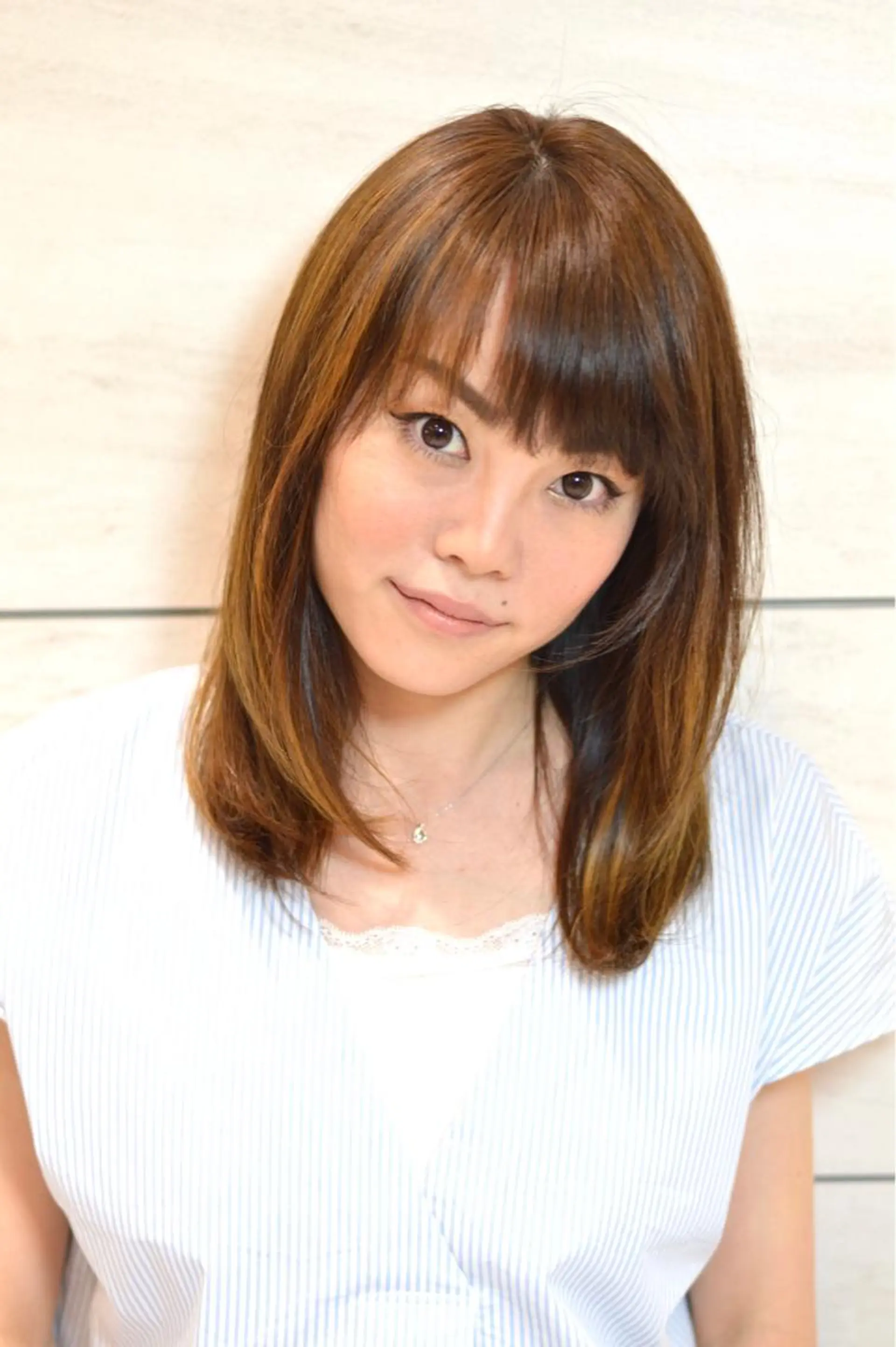 セミロング カラー パーマ ストレートパーマ テラモト カズヨシのヘアスタイル