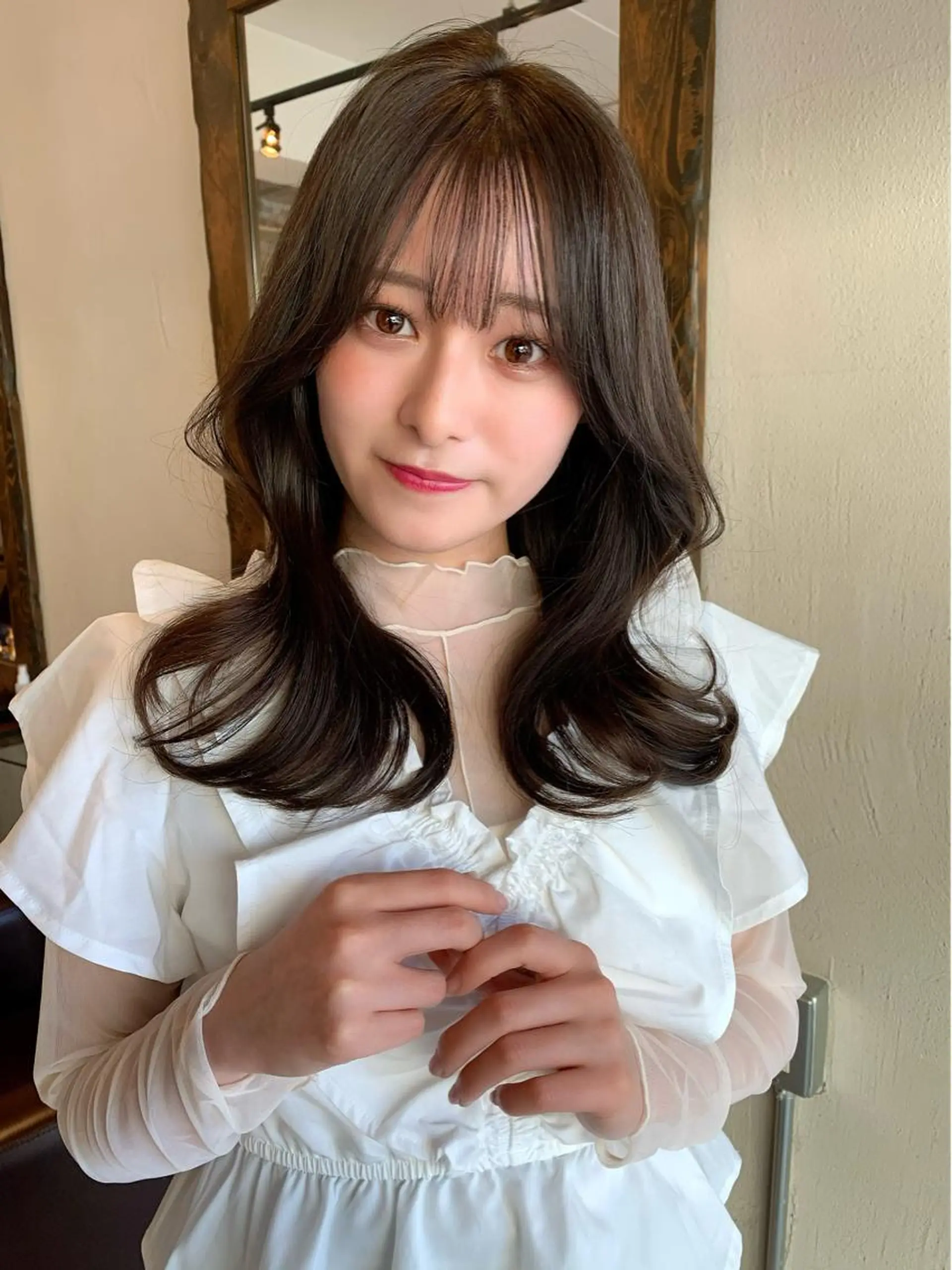 ミディアム カラー カット ヘアカラー トリートメント ヘッドスパ ヘアセット 透明感/オリーブ/ グレージュ/YUKAのヘアスタイル