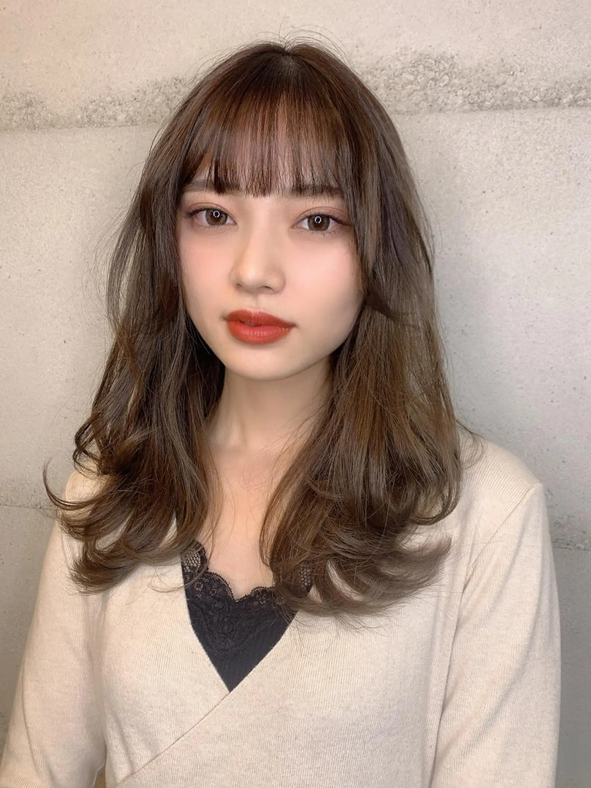 セミロング カラー 透明感/オリーブ/ グレージュ/YUKAのヘアスタイル