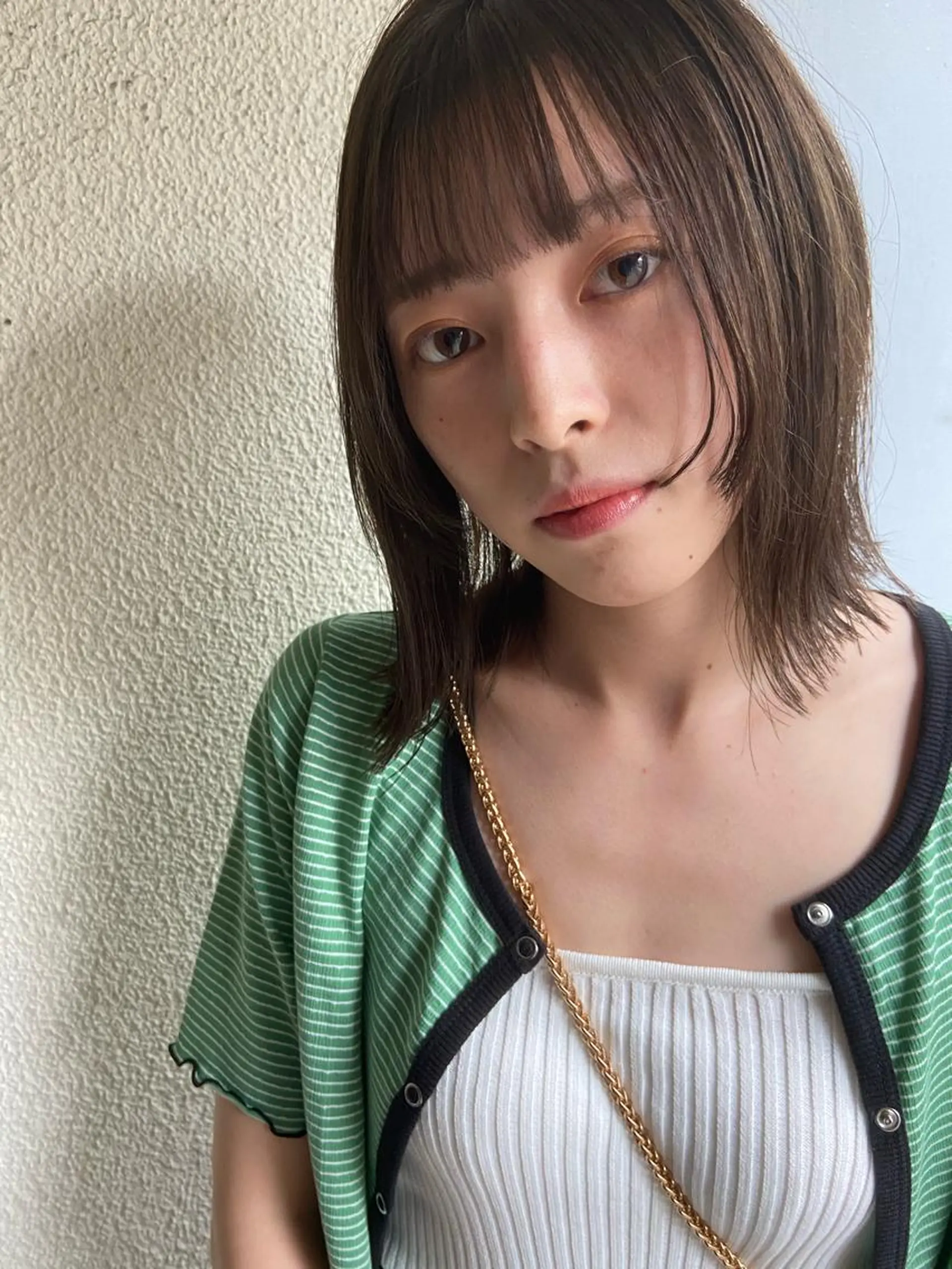 ミディアム カラー ブリーチ グレージュ ハイライトカラー ハイトーンカラー オレンジ 松尾太樹 【pia】福岡美容室のヘアスタイル