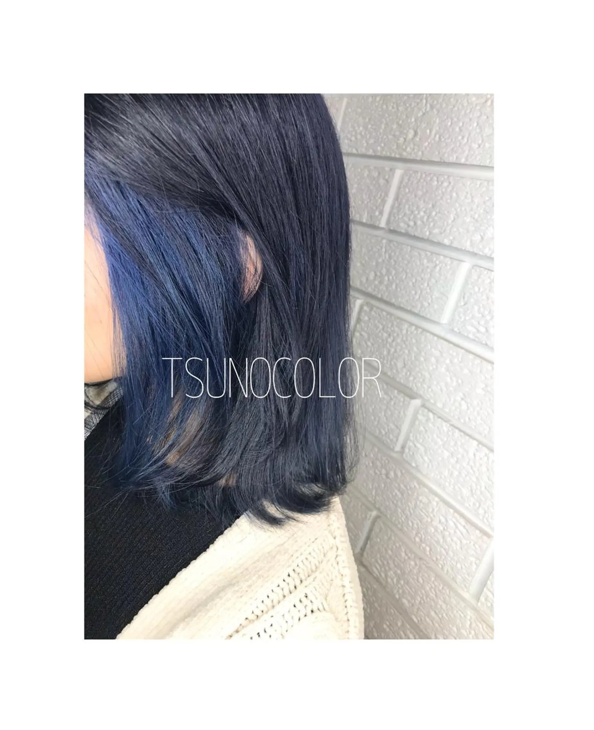 ミディアム カラー 黒髪 ブルーカラー ネイビーカラー GARU-ガル-所属・TSUNO🦖 派手髪/オタク美容師のヘアスタイル