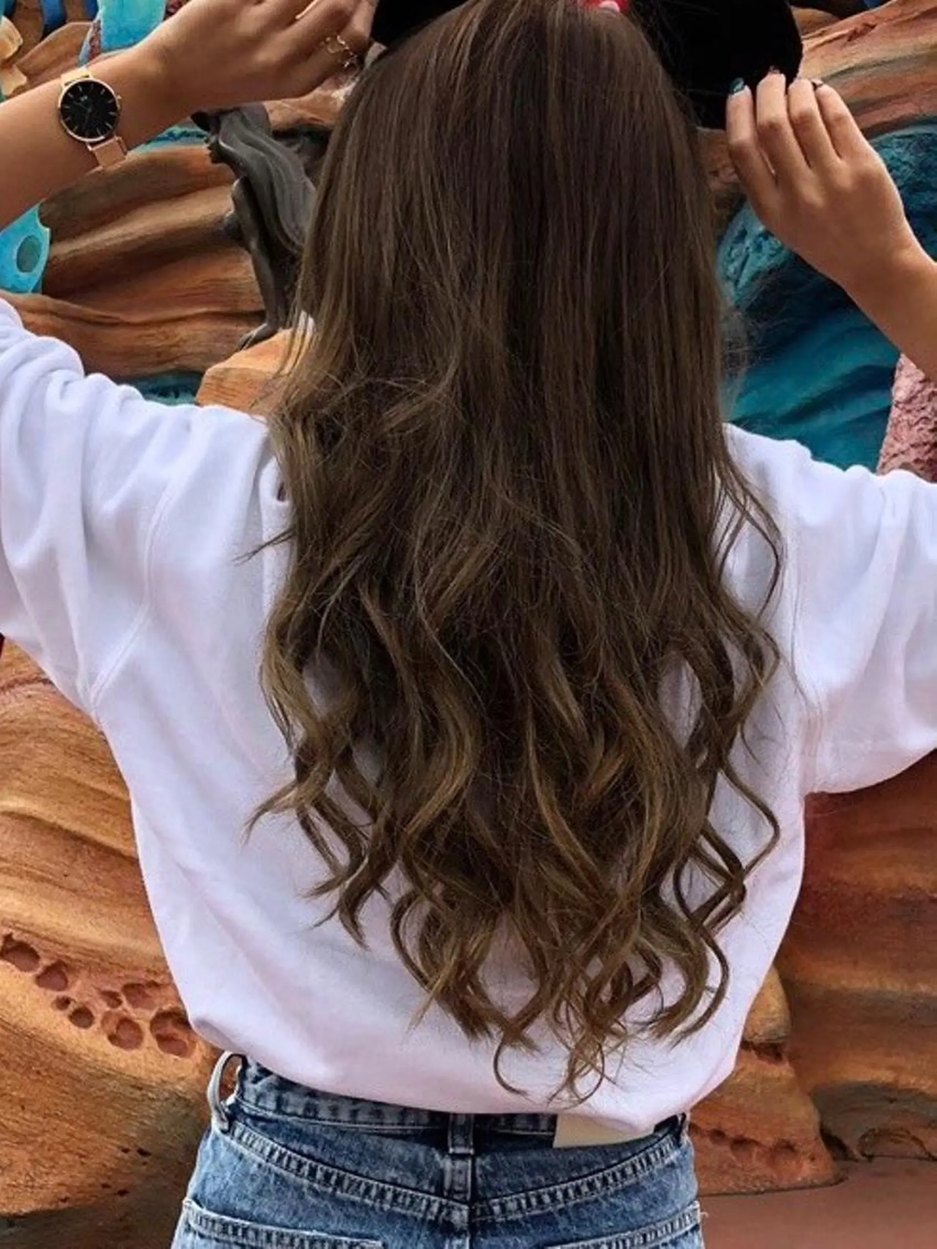 ロング カラー パーマ ヘアアレンジ Device ディバイスのヘアスタイル