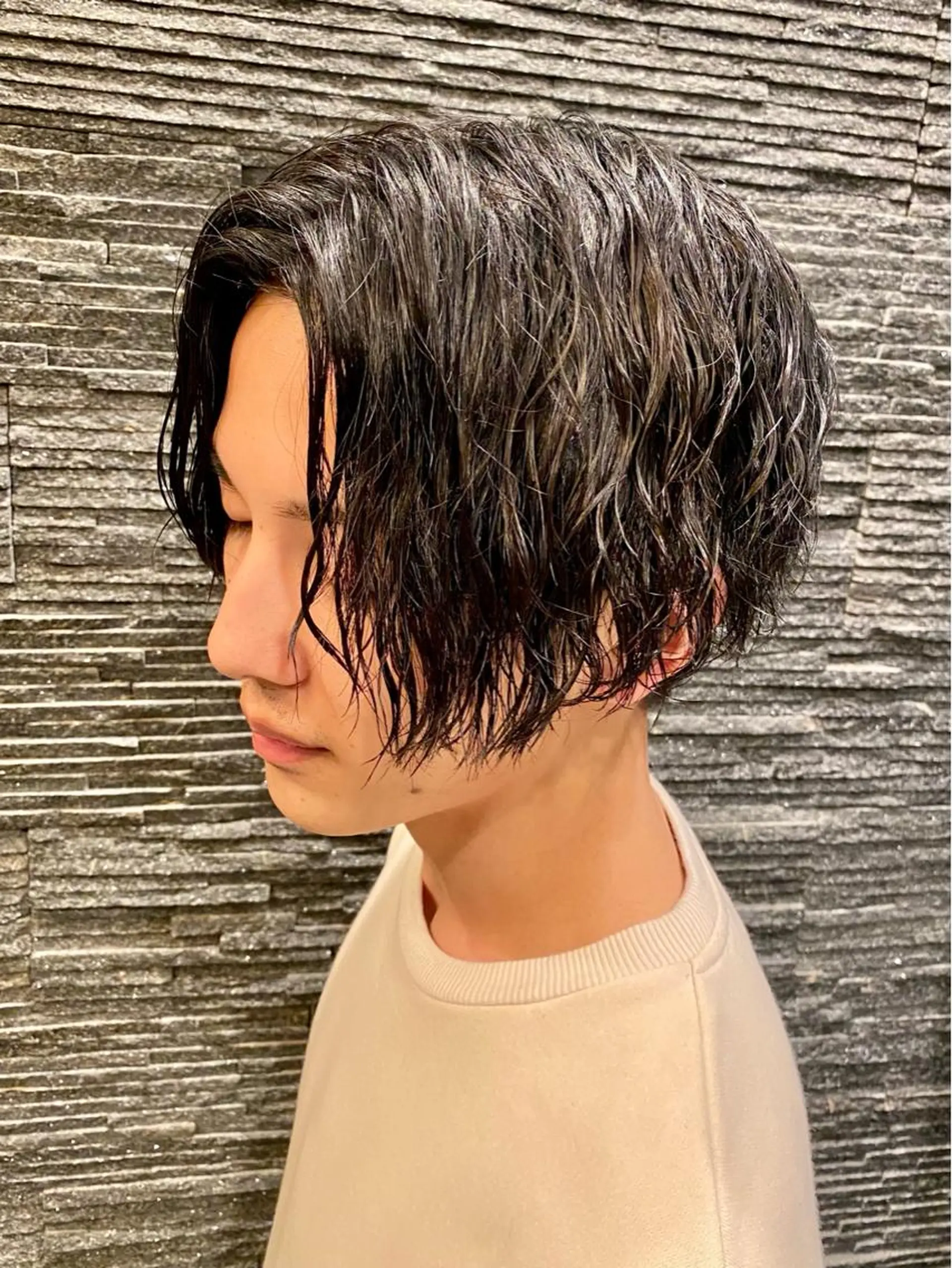 ミディアム パーマ メンズ 杉本 和大のヘアスタイル