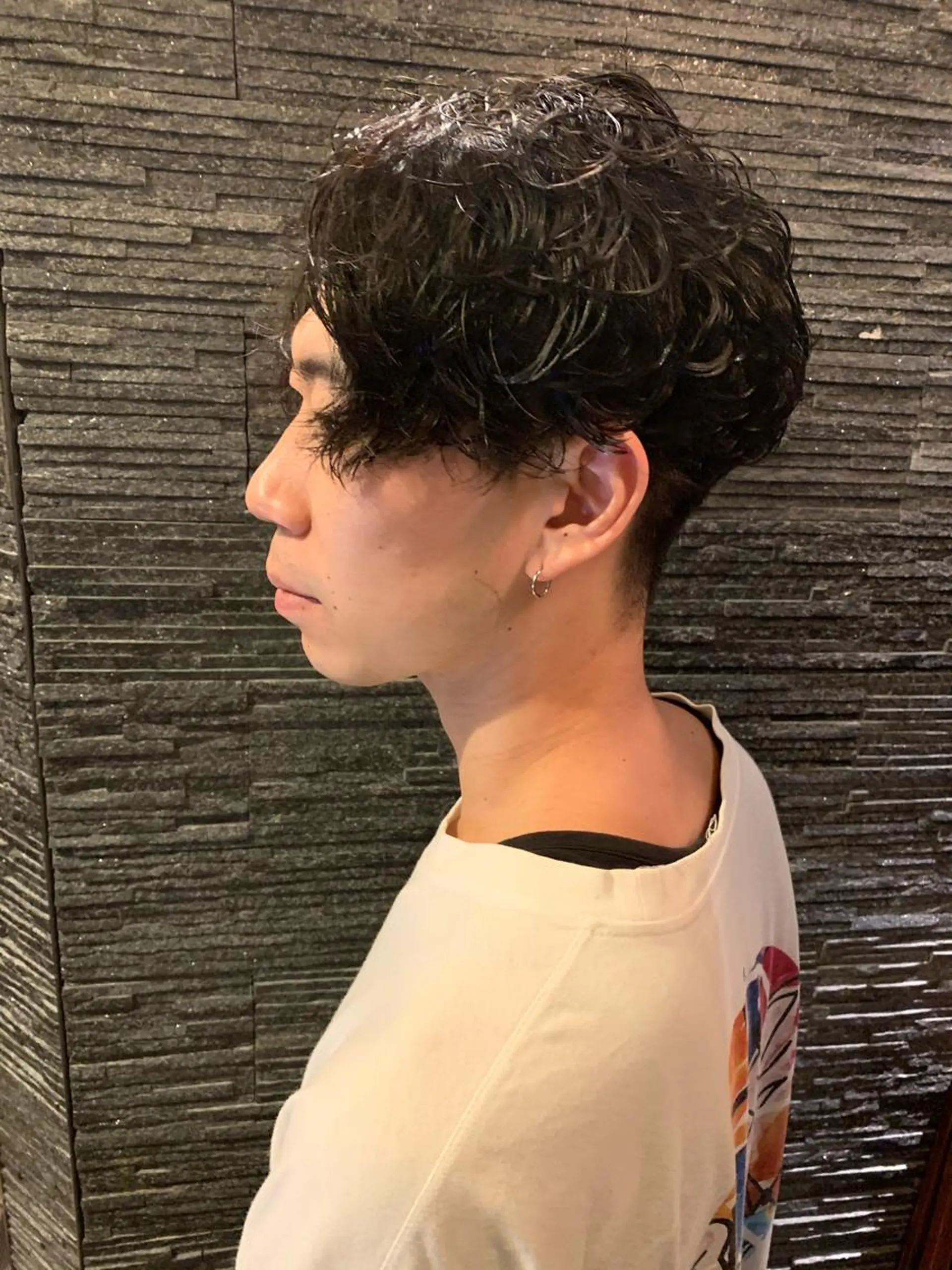 ミディアム パーマ メンズ HIROGINZAプレミアムバーバー赤坂店所属・田中 千恩のヘアスタイル