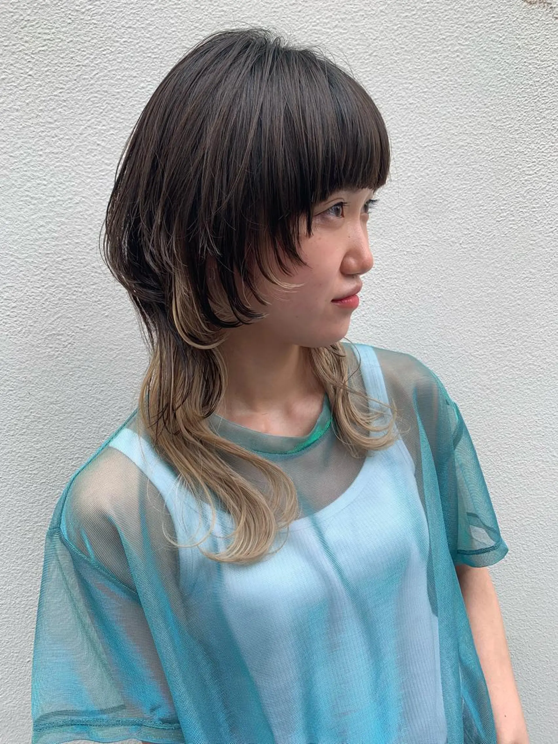 セミロング カット トリートメント ブリーチ/ウルフ ハッシュカット/石山のヘアスタイル