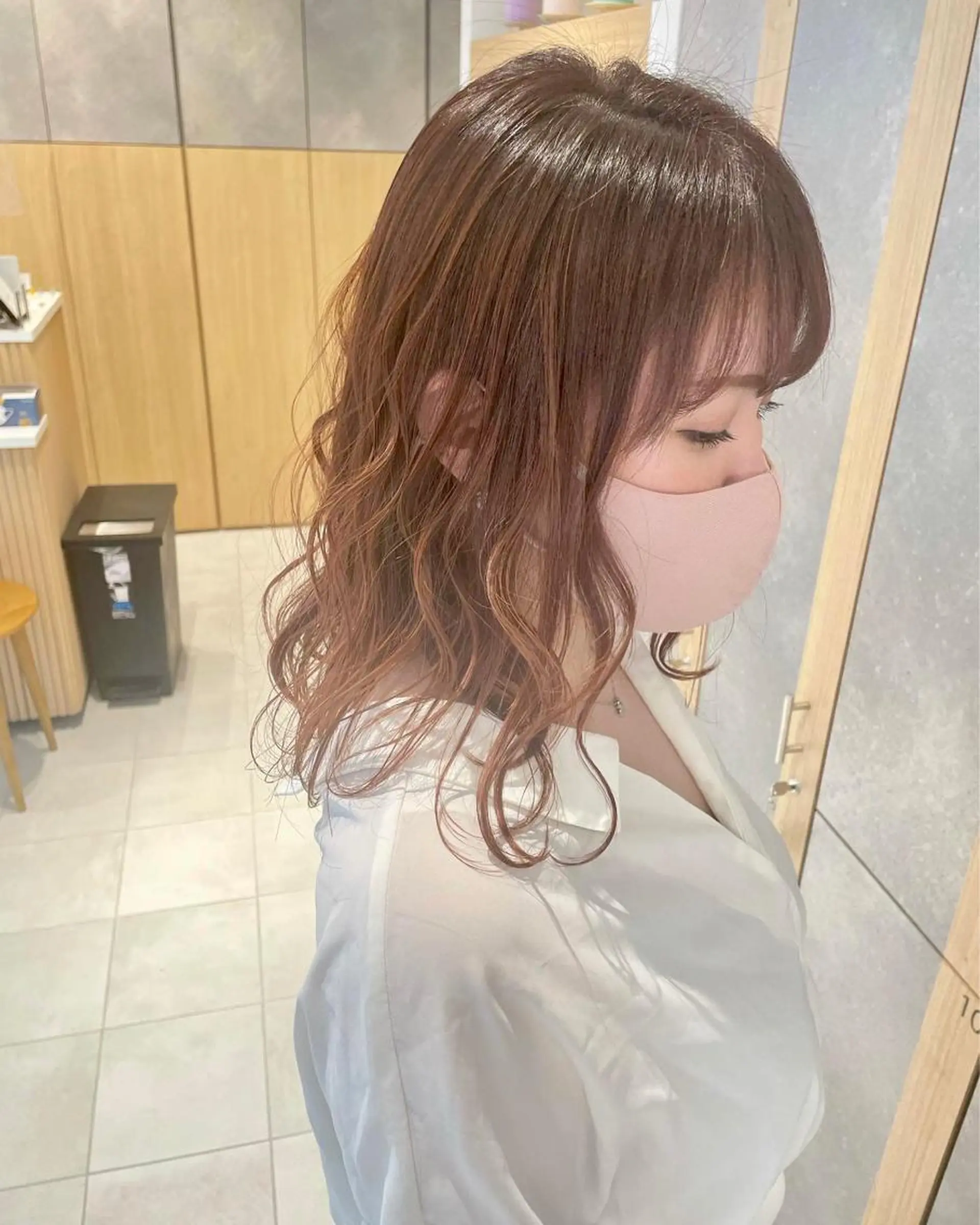 セミロング カラー アッシュ ピンクカラー ピンクアッシュ メンズパーマ特化🏅 中村　凌のヘアスタイル