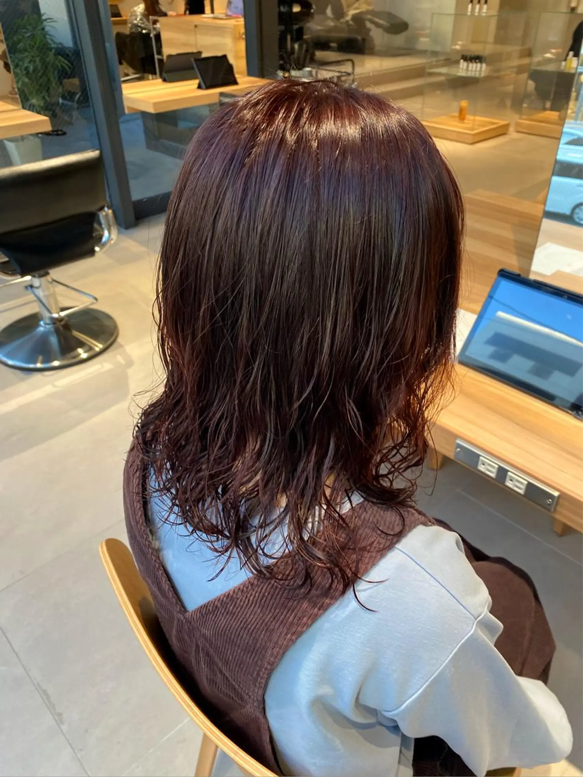 ミディアム カラー パーマ ヘアカラー トリートメント 朝倉 南のヘアスタイル