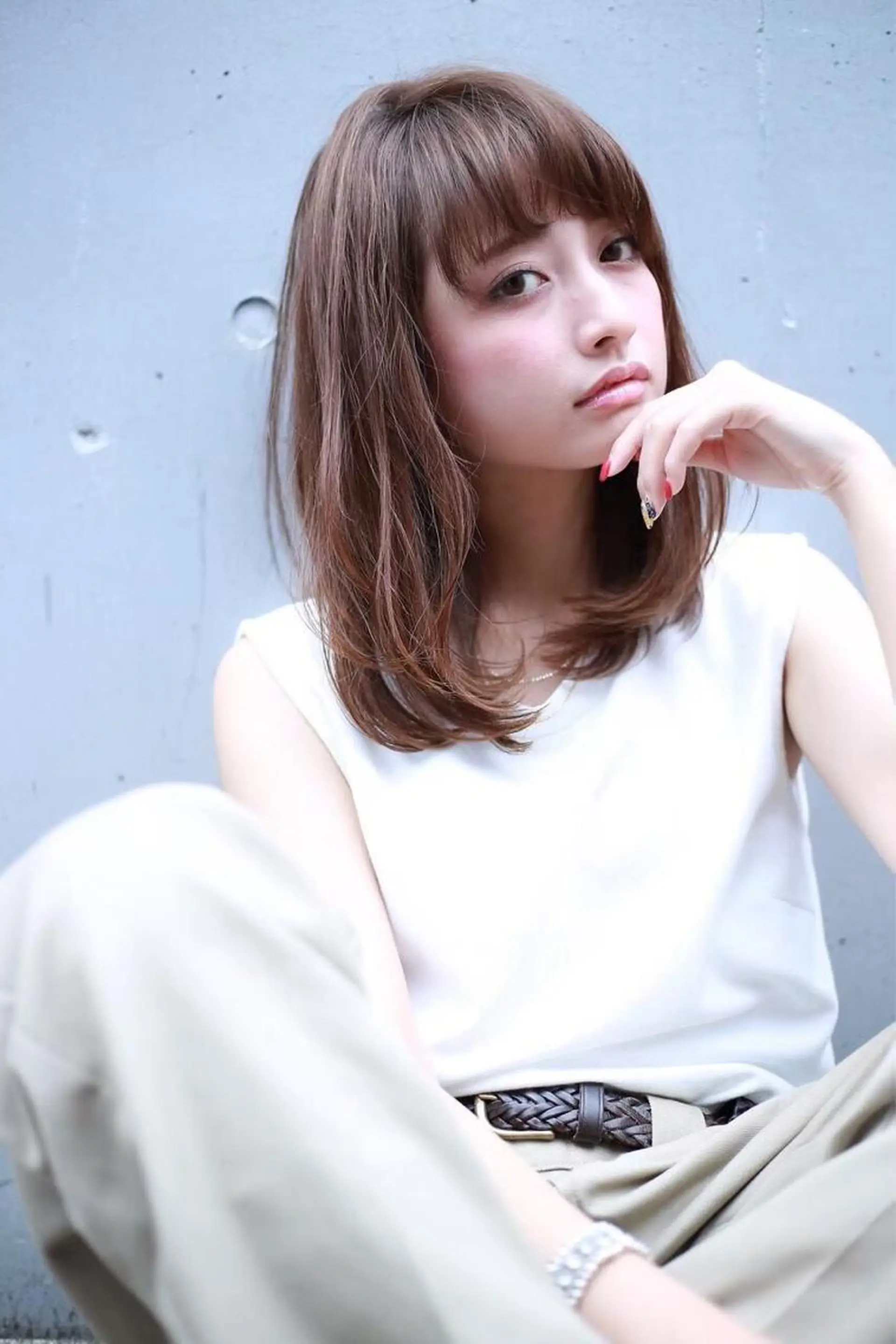 ミディアム MUSASHI ブリーチカラー◎のヘアスタイル