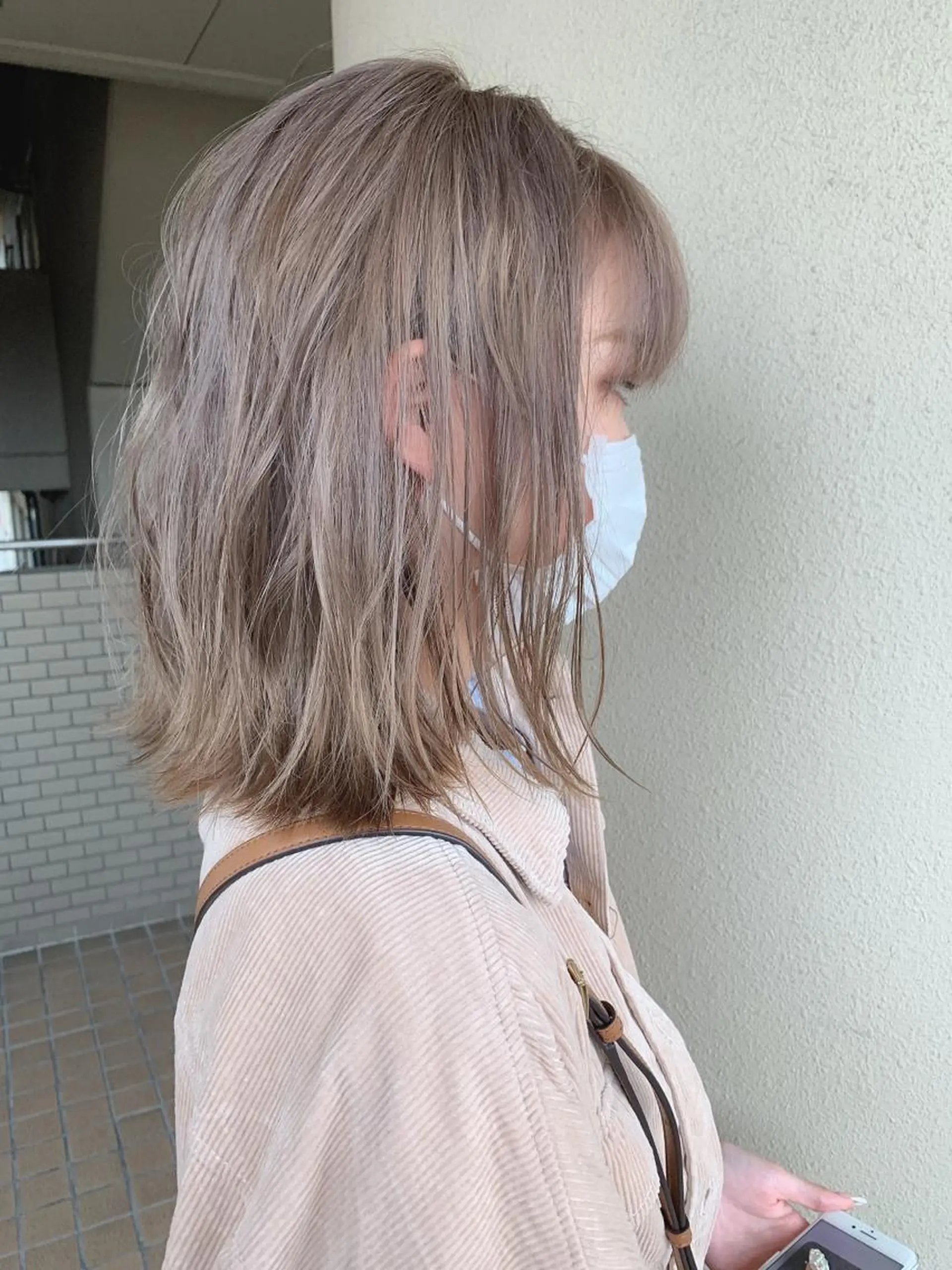 ミディアム カラー グレージュ ボブ 本町/新町/心斎橋 透明感カラーSANCのヘアスタイル