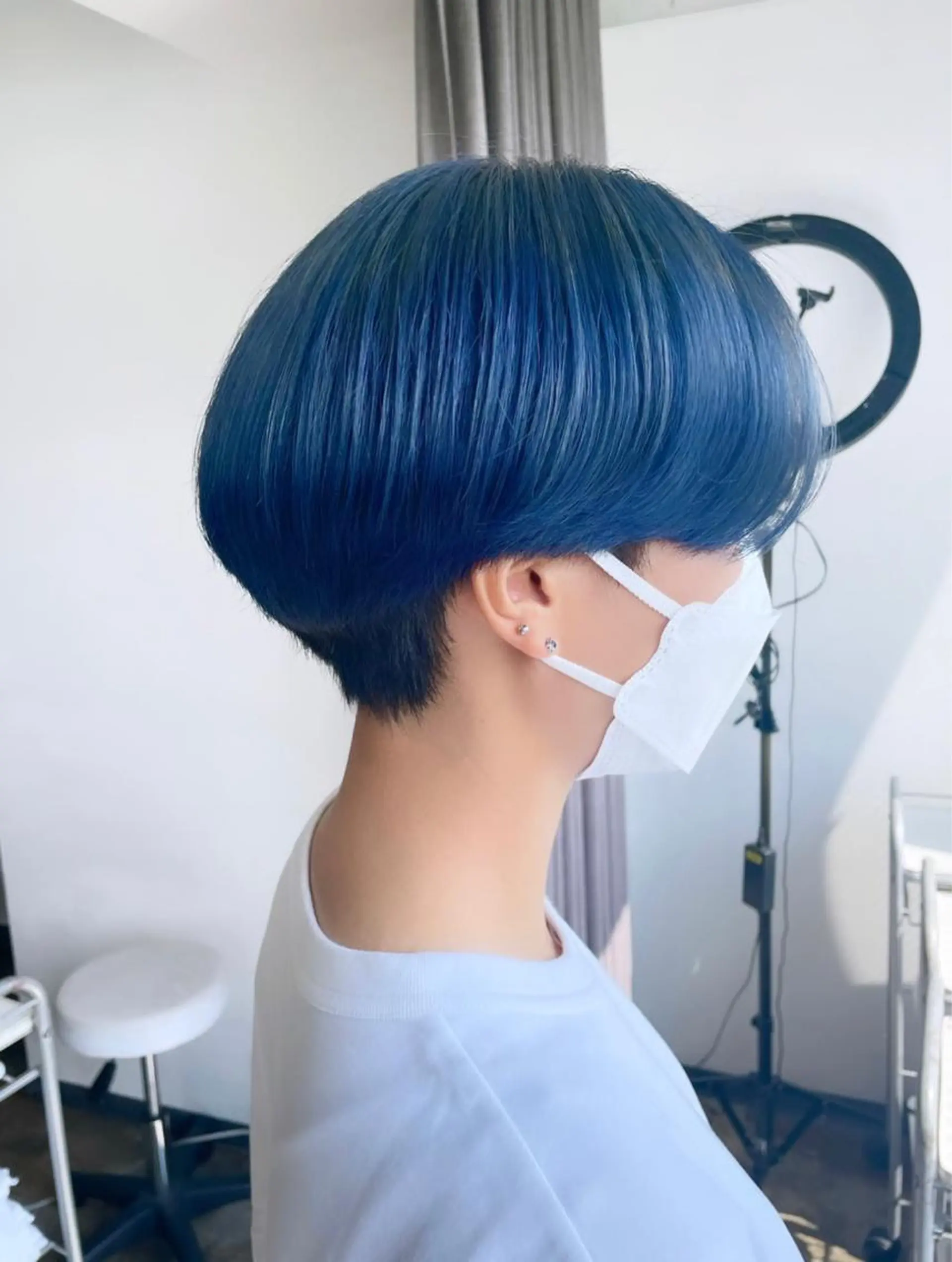 ショート カラー ブリーチ ブルーカラー ブルーラベンダー ケアブリーチ ダブルカラー 暖色カラー🍒 ケアブリーチ/akiのヘアスタイル