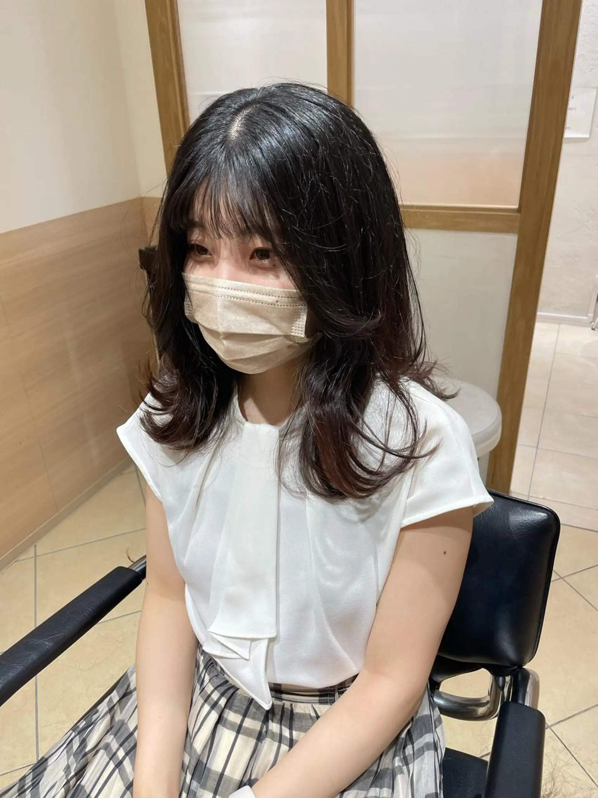 ミディアム ケアカラー ピンクブラウン 外ハネヘア カット GO TODAY SHAiRE SALON所属・天野 瑠真のヘアスタイル