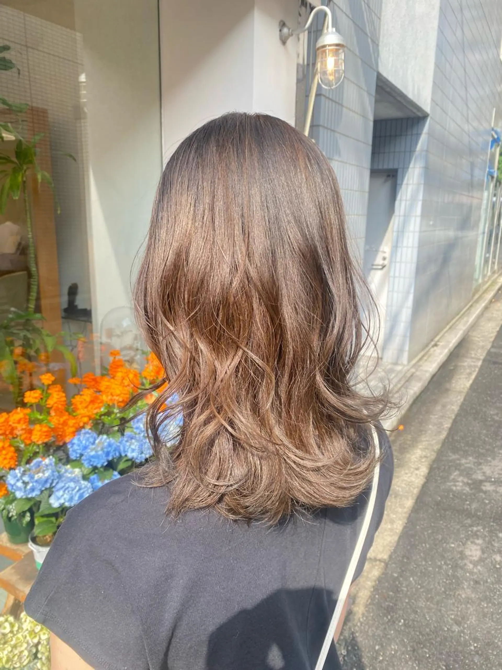ミディアム カラー カット ヘアカラー トリートメント 安永 涼のヘアスタイル