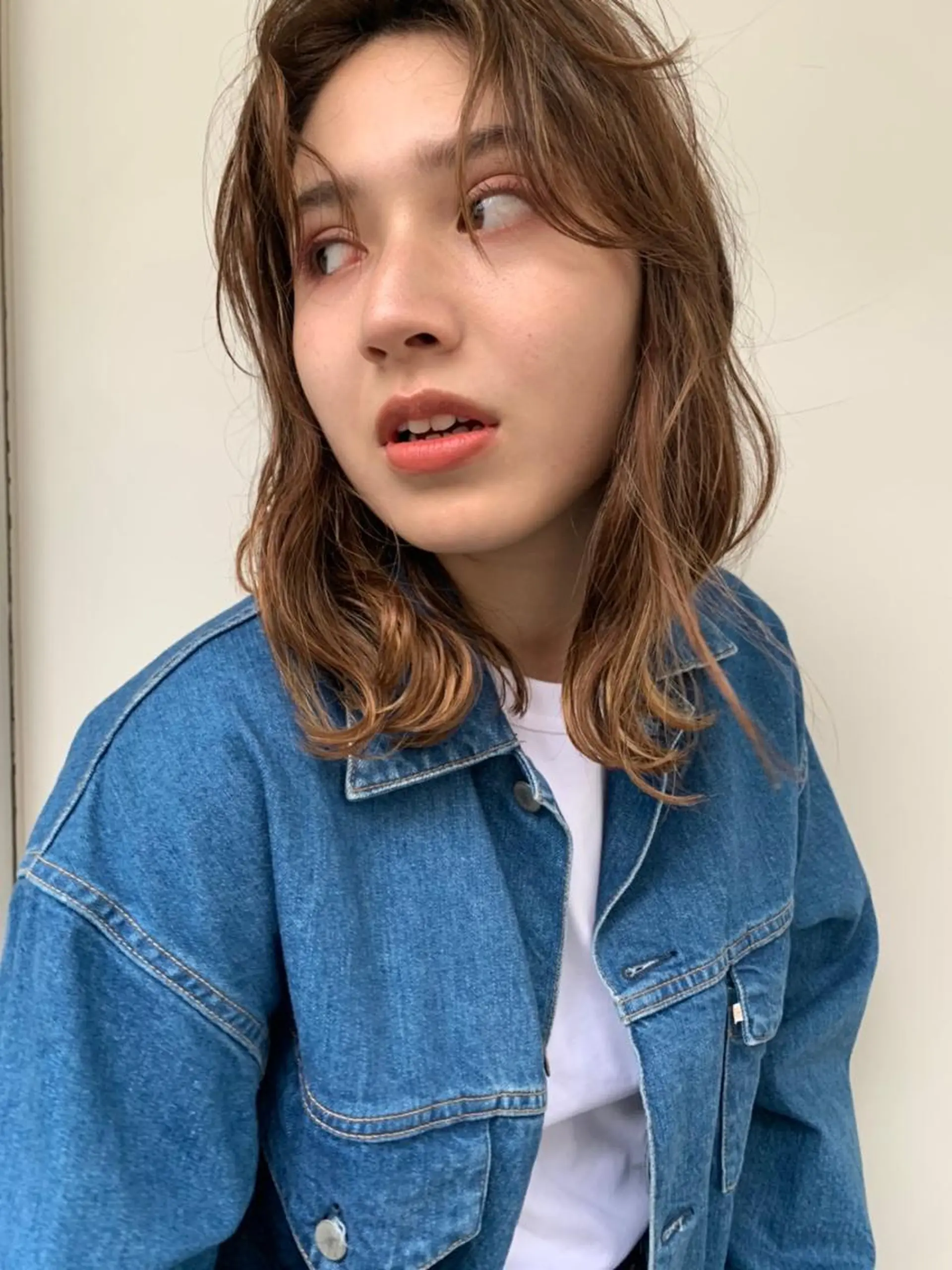 カラー パーマ ミディアム ミディアムパーマ ダブルカラー グラデーションカラー ハイライトカラー イルミナカラー CEINE PATHのヘアスタイル