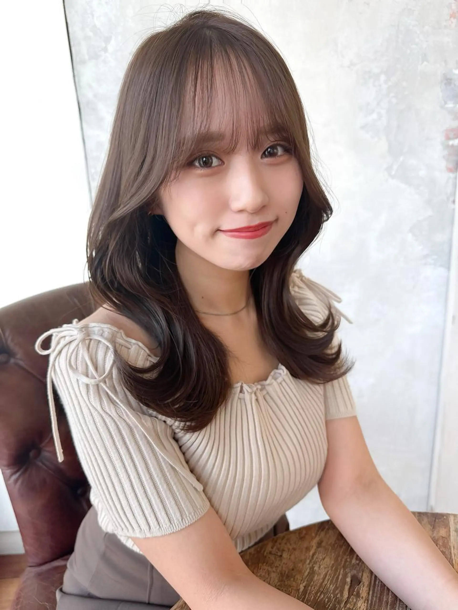 セミロング カラー ベージュカラー ブラウンカラー ブラウンベージュ くびれヘア 顔周りカット カット ヘアカラー トリートメント 顔周り/くびれヘア 韓国ヘア💕風間るなのヘアスタイル