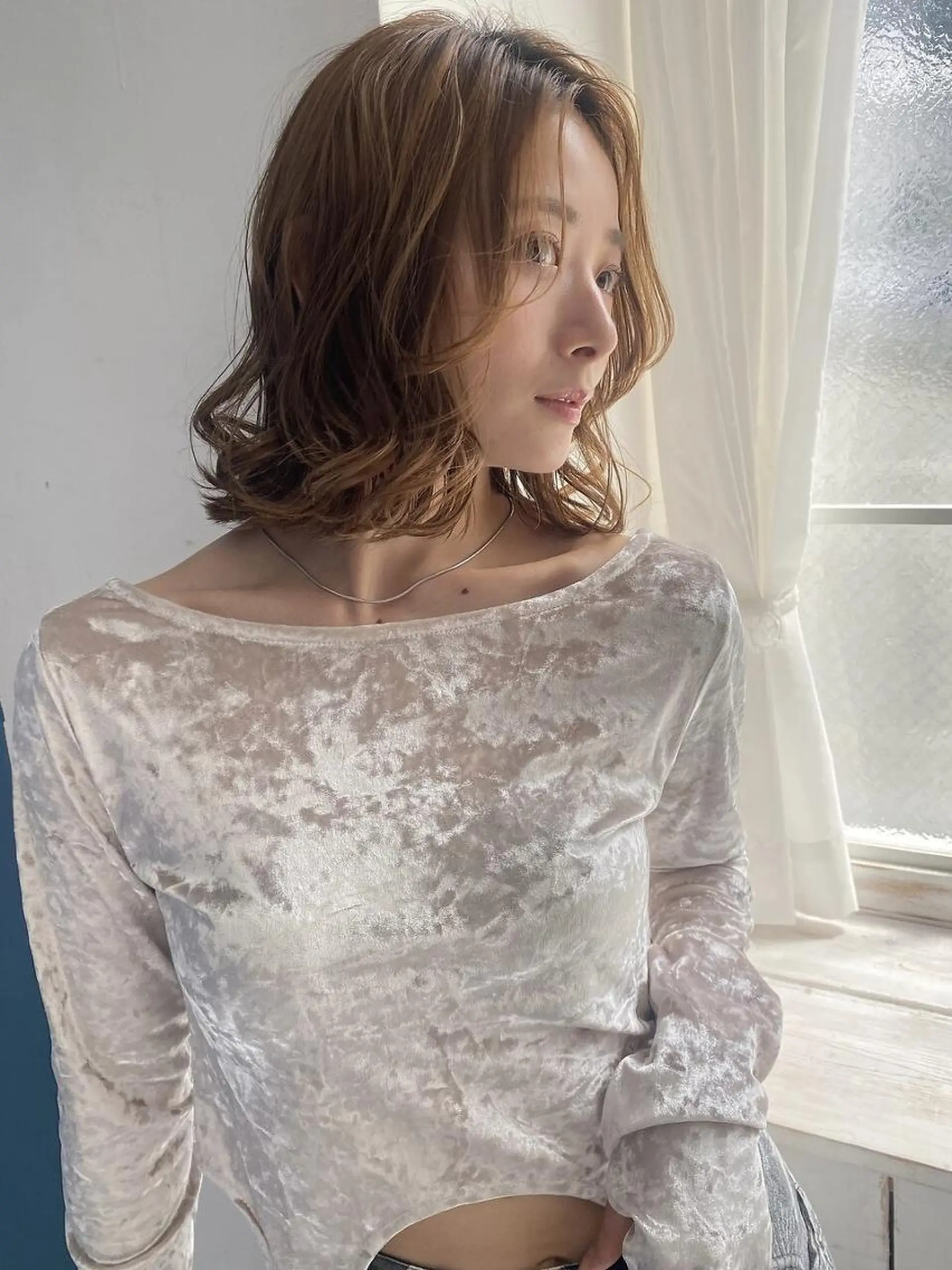 ミディアム パーマ ange 千曲のヘアスタイル