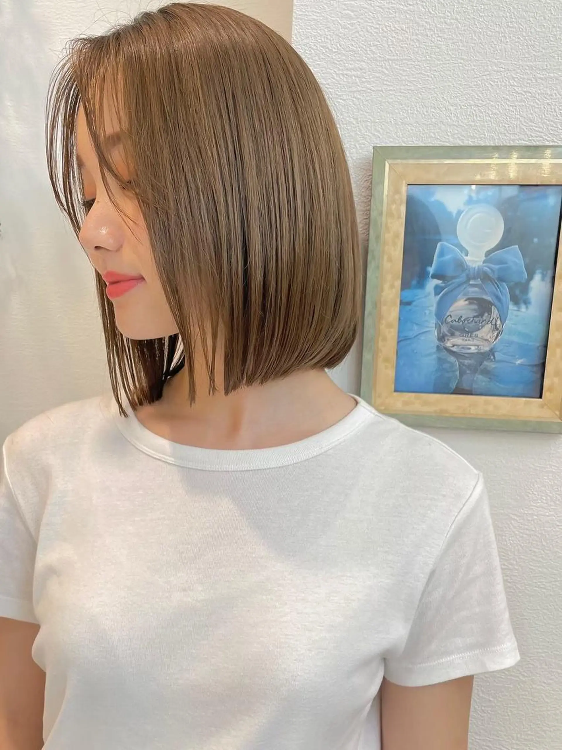 ショート カラー ブリーチ ボブ 縮毛矯正 艶透明感カラー/ 髪質改善/三ツ木一生のヘアスタイル