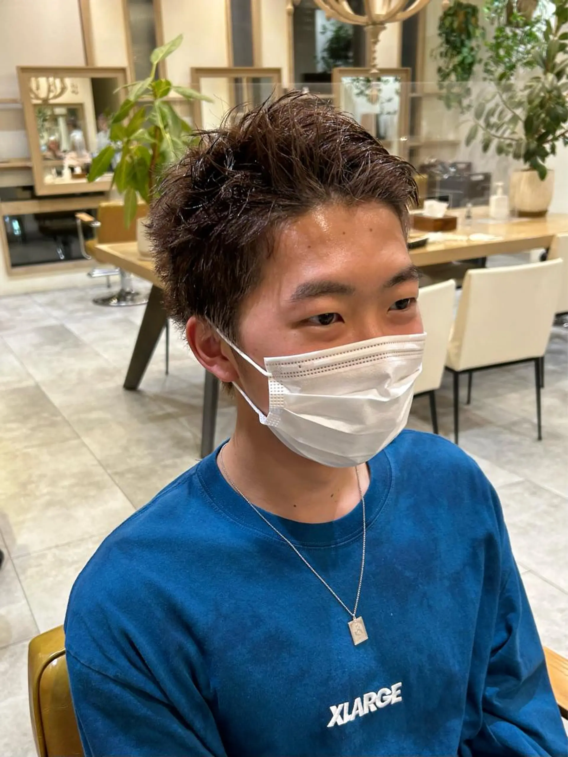 カラー メンズ メンズベリーショート デザインカラー CANAAN銀座所属・艶透明感カラー/ ルーズパーマ/田中のヘアスタイル