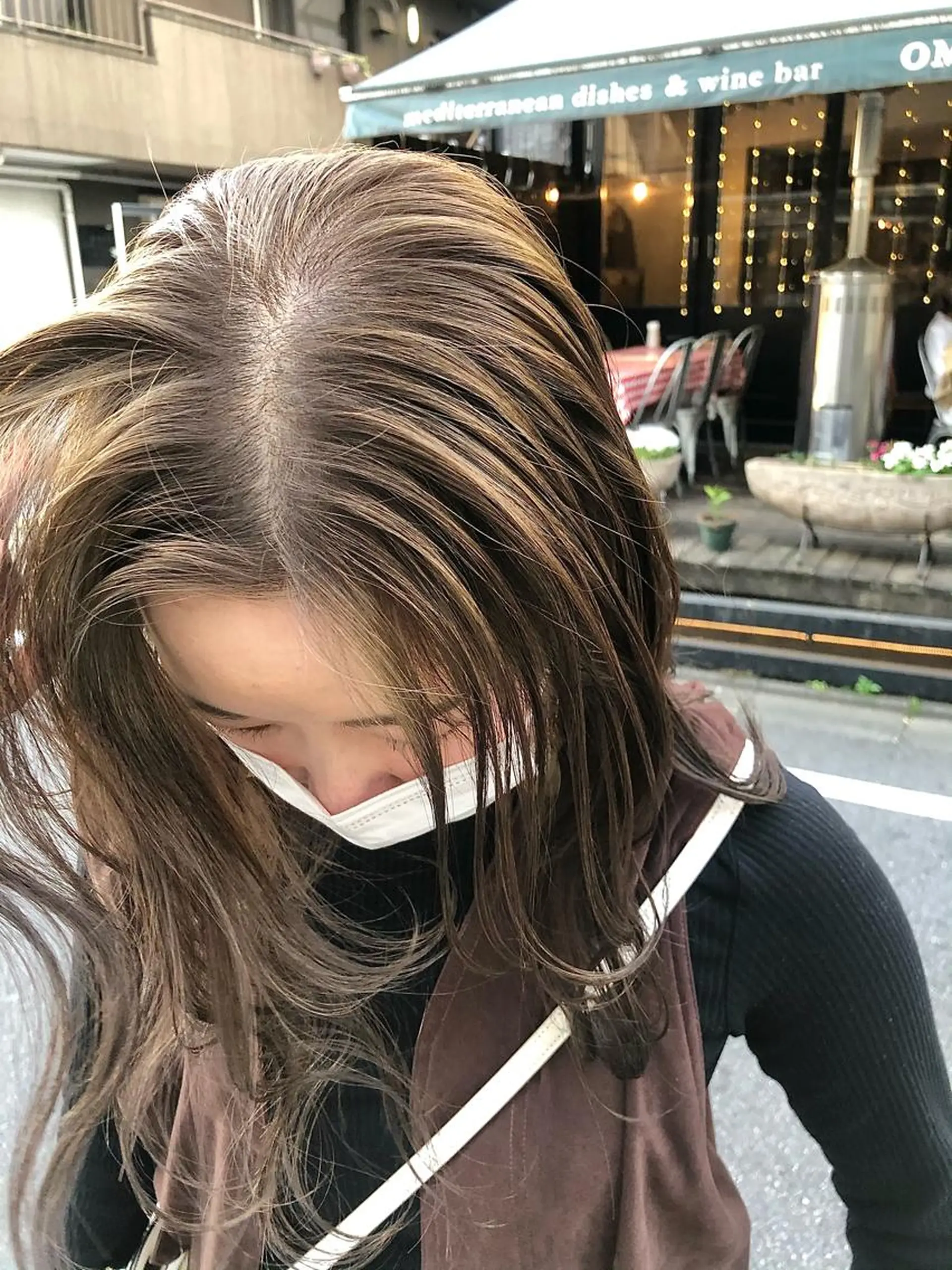 セミロング カラー ヘアアレンジ 抜け感perm🌐 ｜kazaneのヘアスタイル