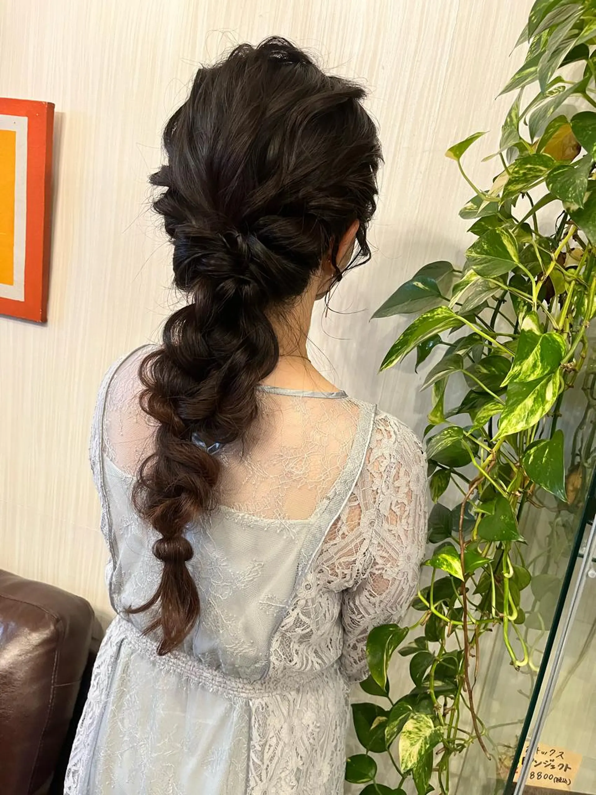 ロング ヘアアレンジ 結婚式・ブライダル ヘアセット きむえり/髪質改善 /セット/カラーのヘアスタイル