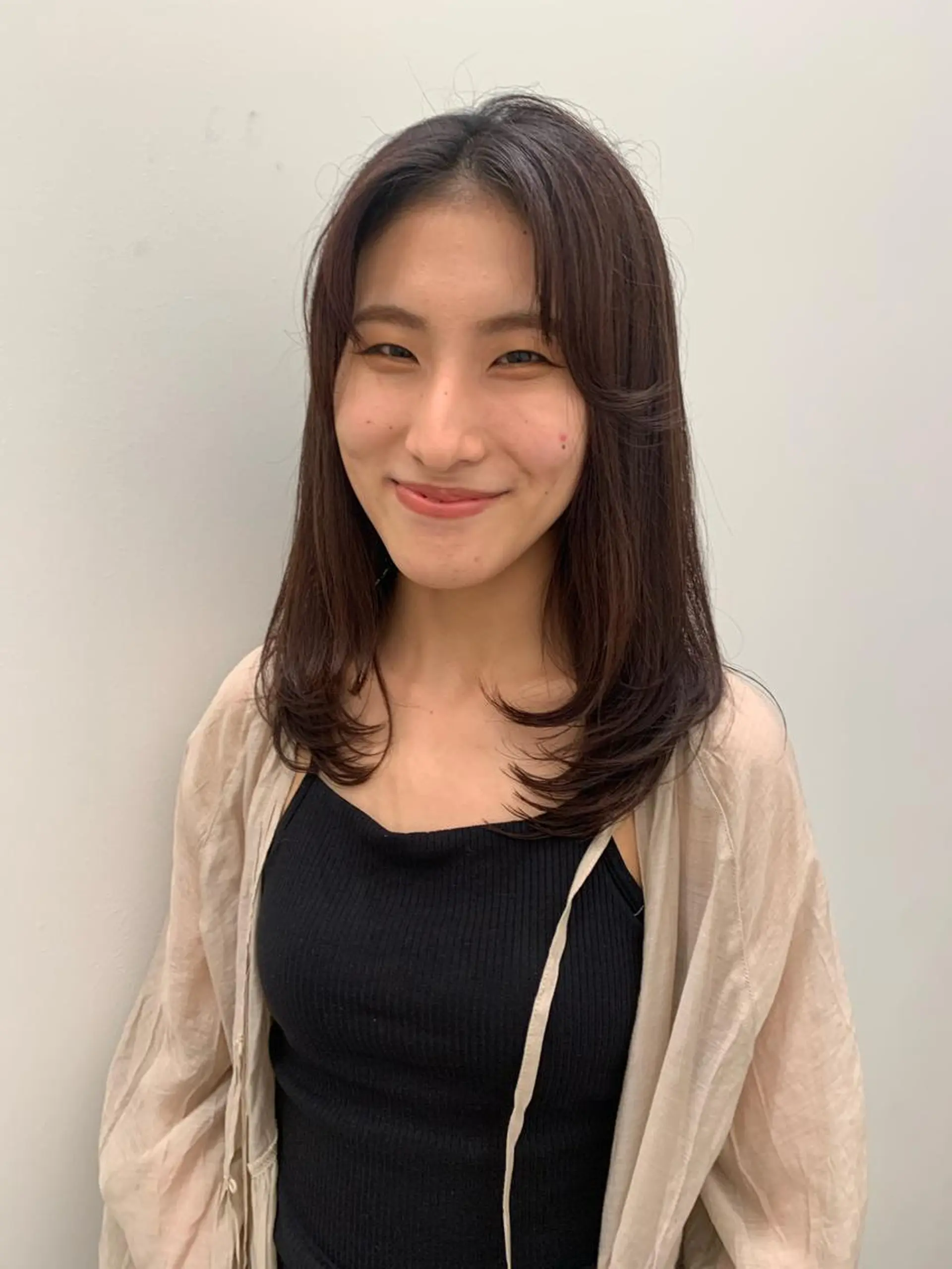 セミロング 顔周りカット レイヤーカット カット ヘッドスパ aoi /パーマ /まるみショートのヘアスタイル