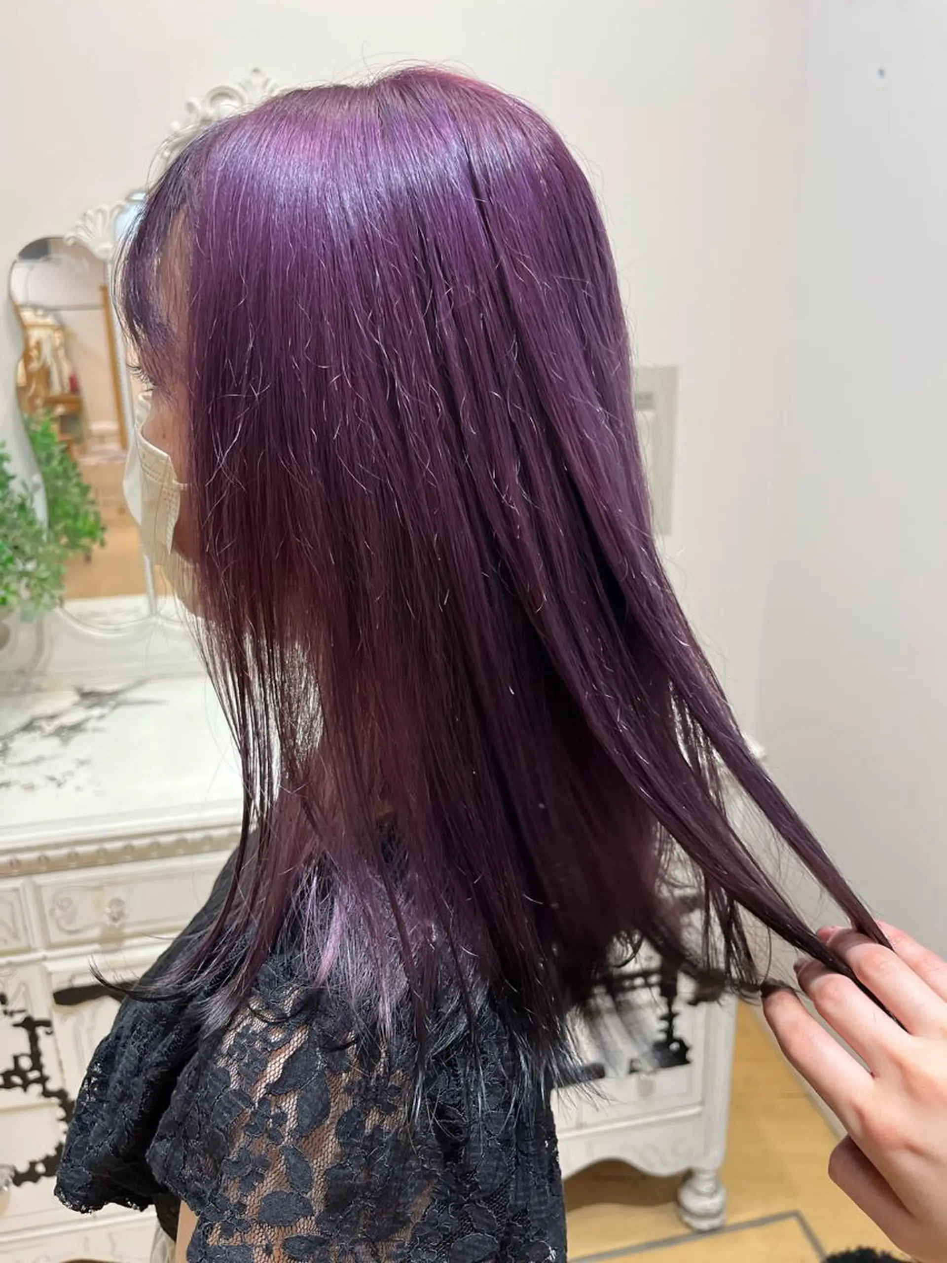 セミロング カラー 黒髪 デザインカラー ラベンダーカラー ピンクカラー ピンクラベンダー 💠つたふうか/ 韓国/メンズヘア💠のヘアスタイル