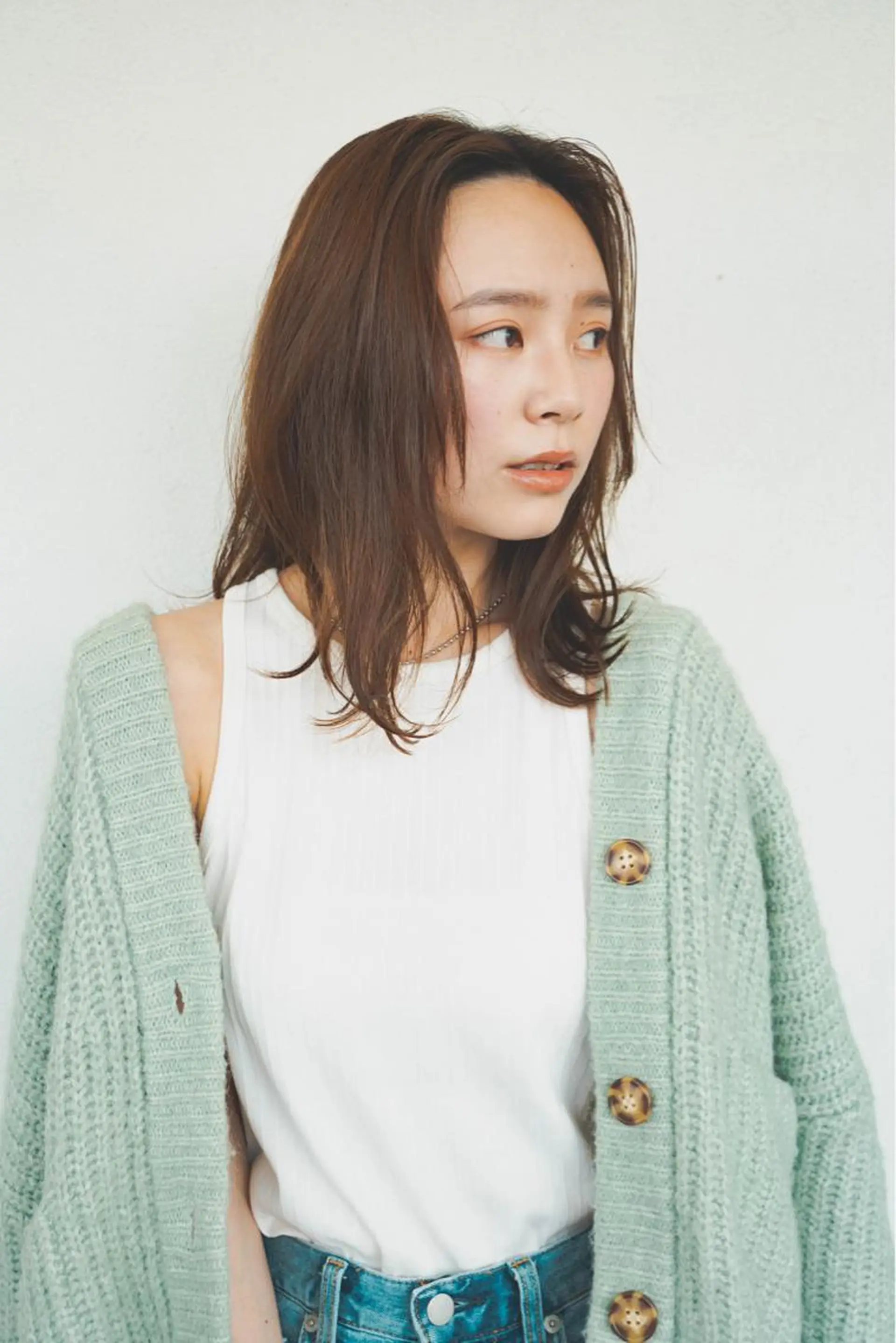 ミディアム 柳下 涼のヘアスタイル