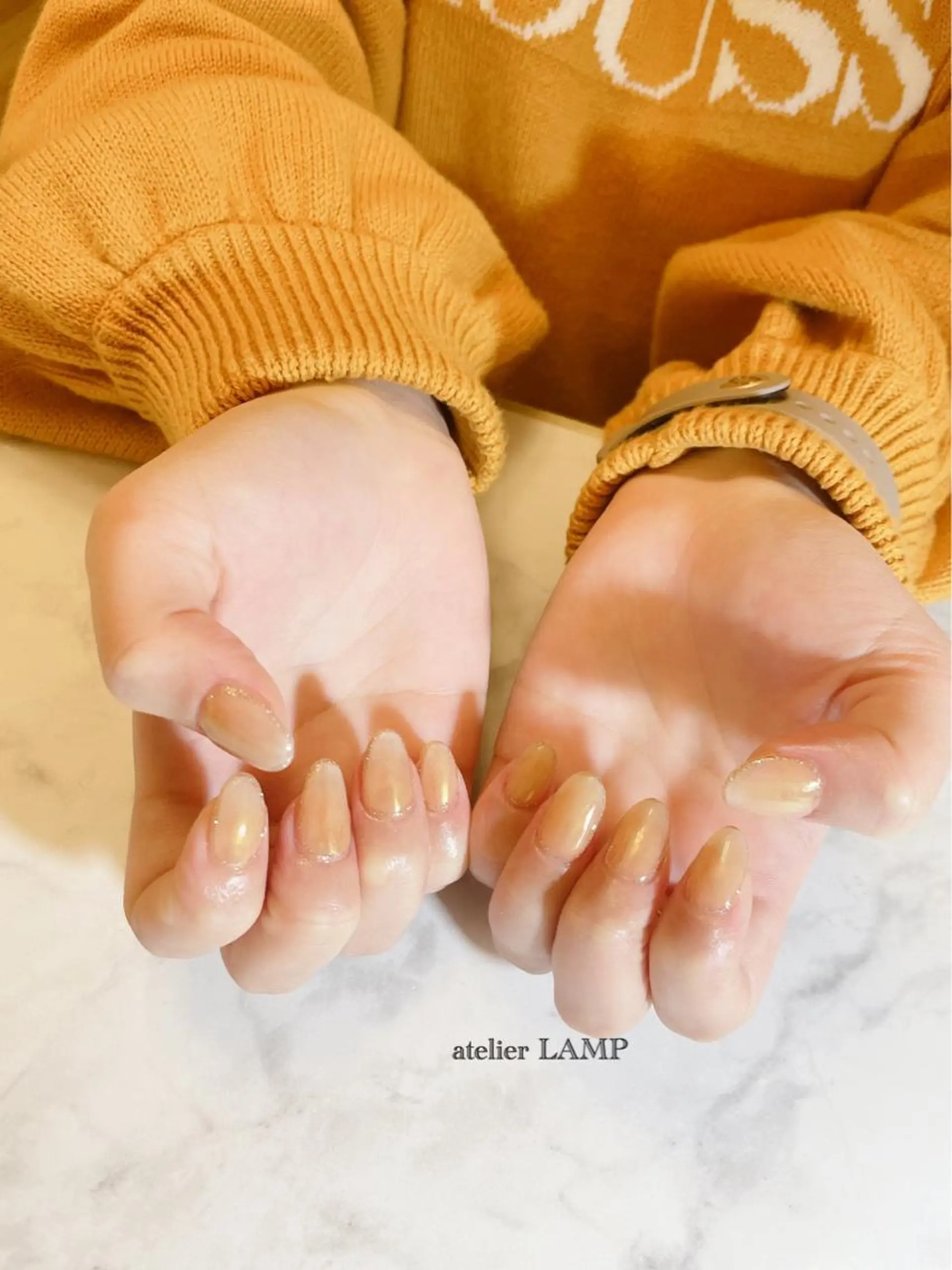 ネイル ラメ(グリッター) オレンジ NANA no artのネイルデザイン