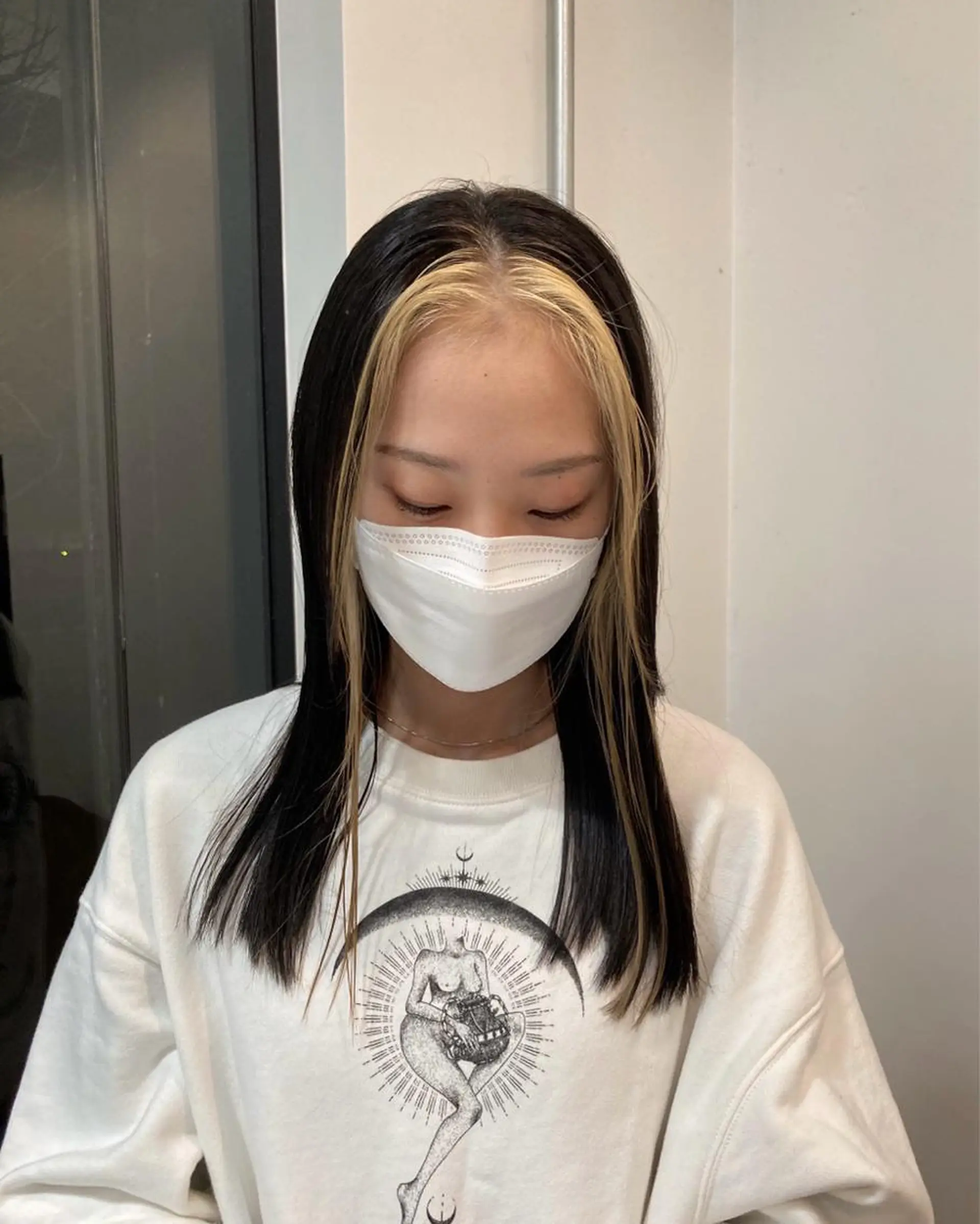 ロング カラー ミストバング  フェイスフレーミング KANO🌷 ブリーチなしカラーのヘアスタイル