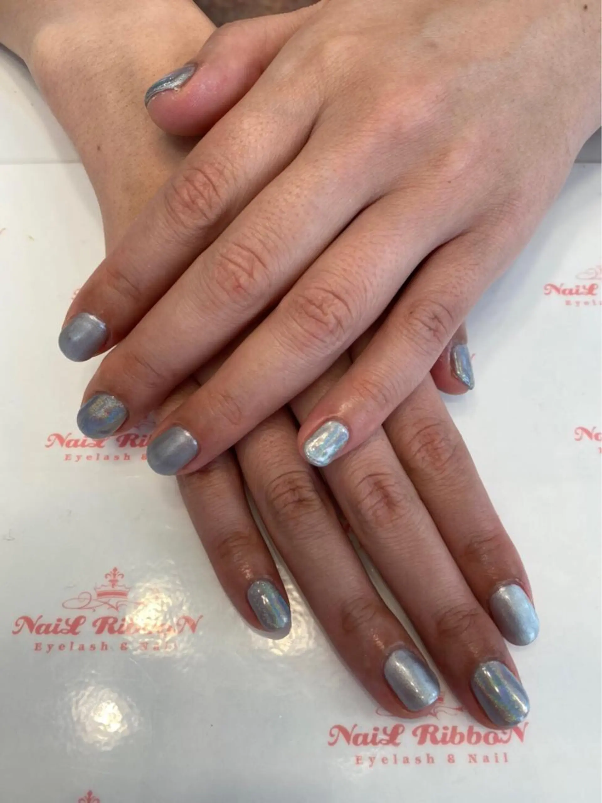 ネイル 春ネイル ネイルリボン 受付スタッフのネイルデザイン