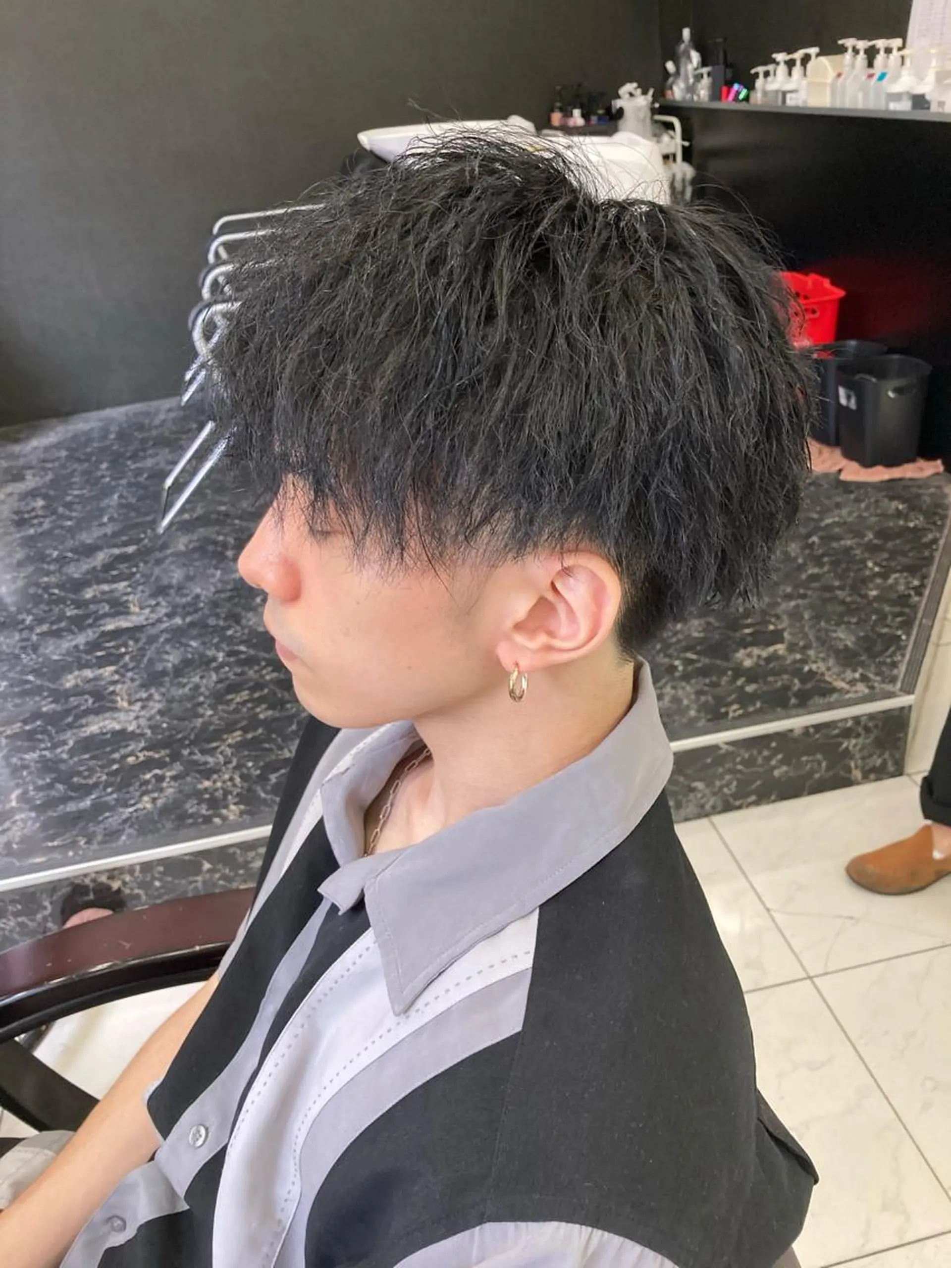 ショート パーマ メンズ メッシュカラー 艶髪/西尾 幸樹のヘアスタイル