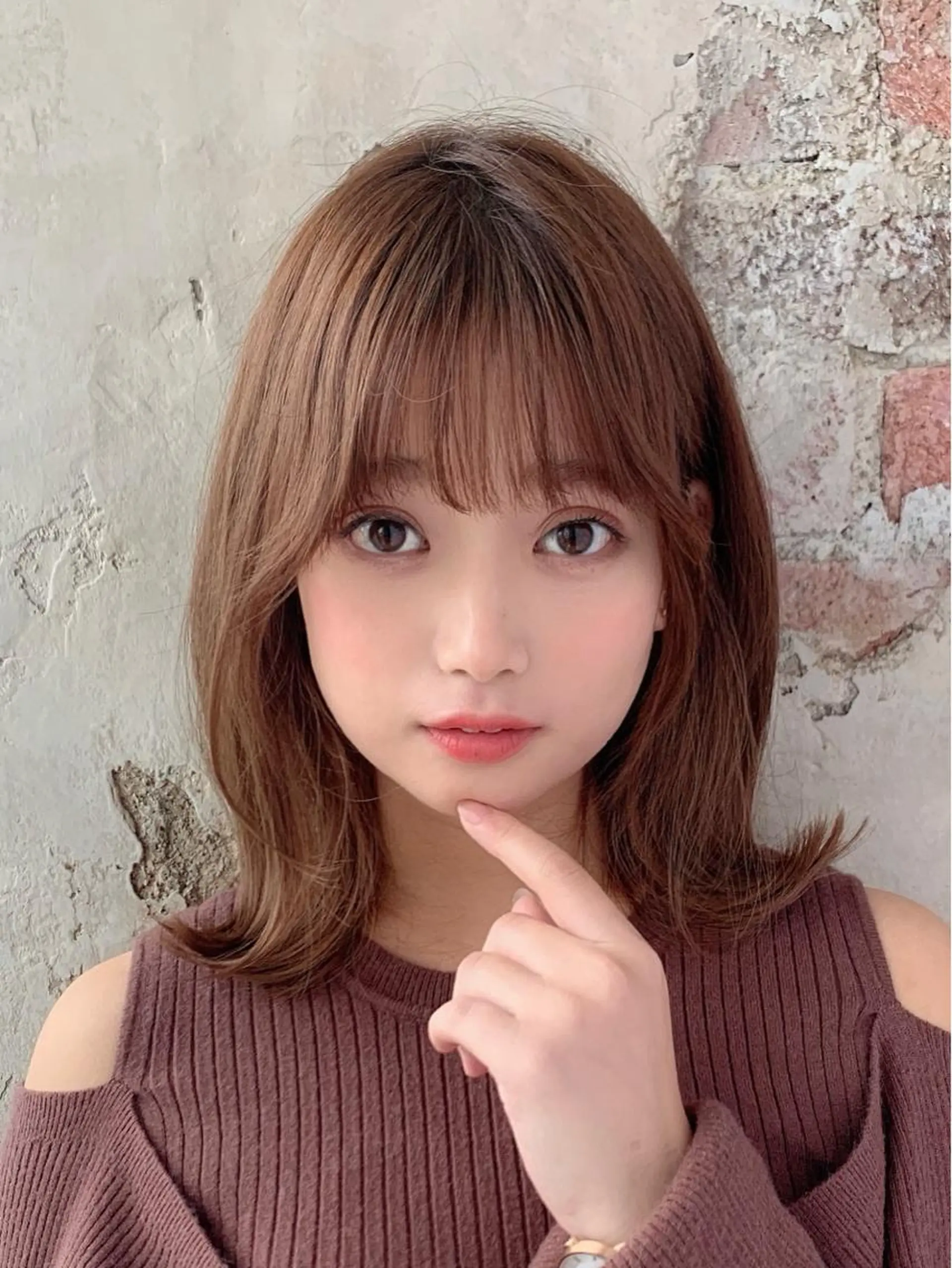 ミディアム カラー ベージュカラー ブラウンカラー くびれヘア 髪質改善 縮毛矯正 🧡くびれヘア/前髪 顔周り🧡久原結衣のヘアスタイル