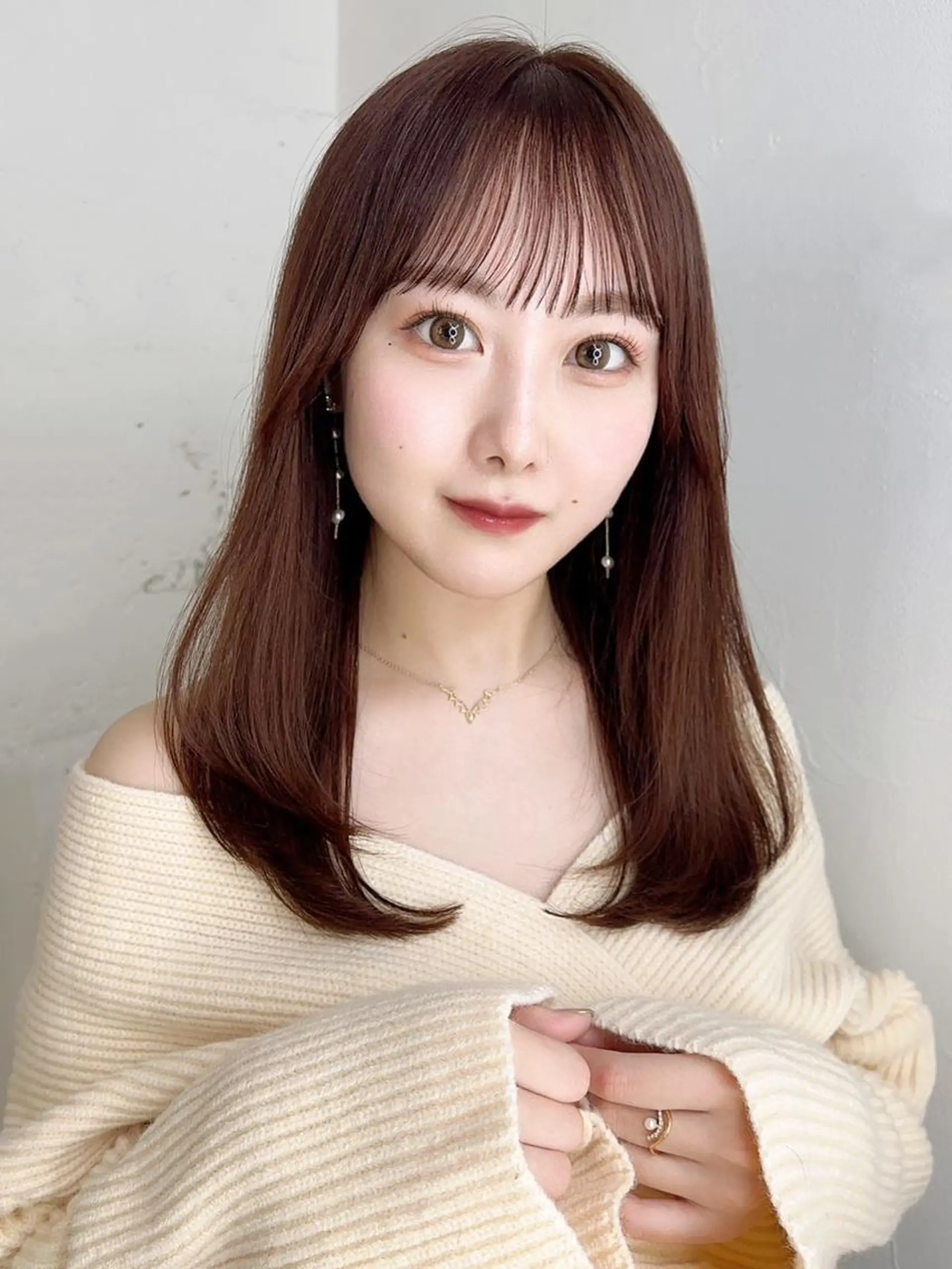 ミディアム カラー パーマ ヘアアレンジ ブラウンカラー ピンクカラー ピンクブラウン カット ヘアカラー トリートメント ITby ALBUM 北千住店のヘアスタイル