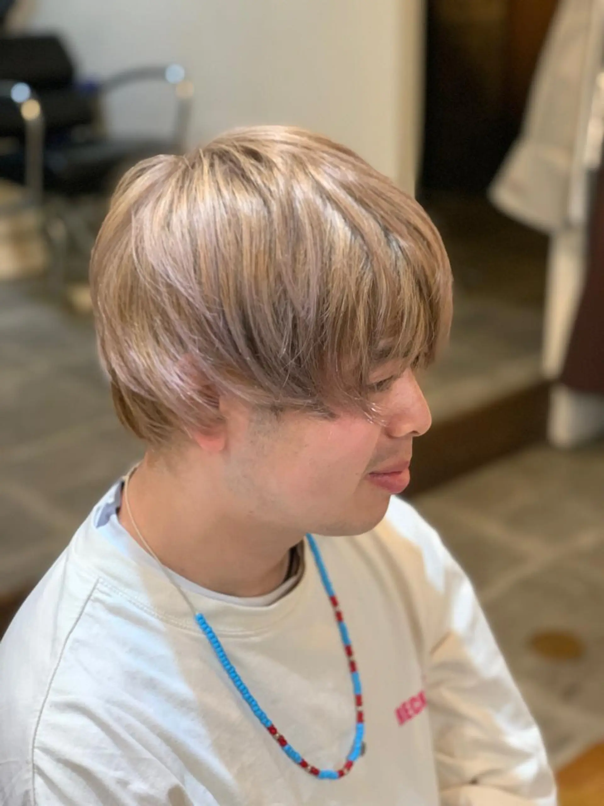 ショート カラー メンズ ベージュカラー ミルクティーベージュ カット ヘアカラー トリートメント CECIL hair なんば店所属・メンズパーマ 艶髪☆店長☆有馬のヘアスタイル