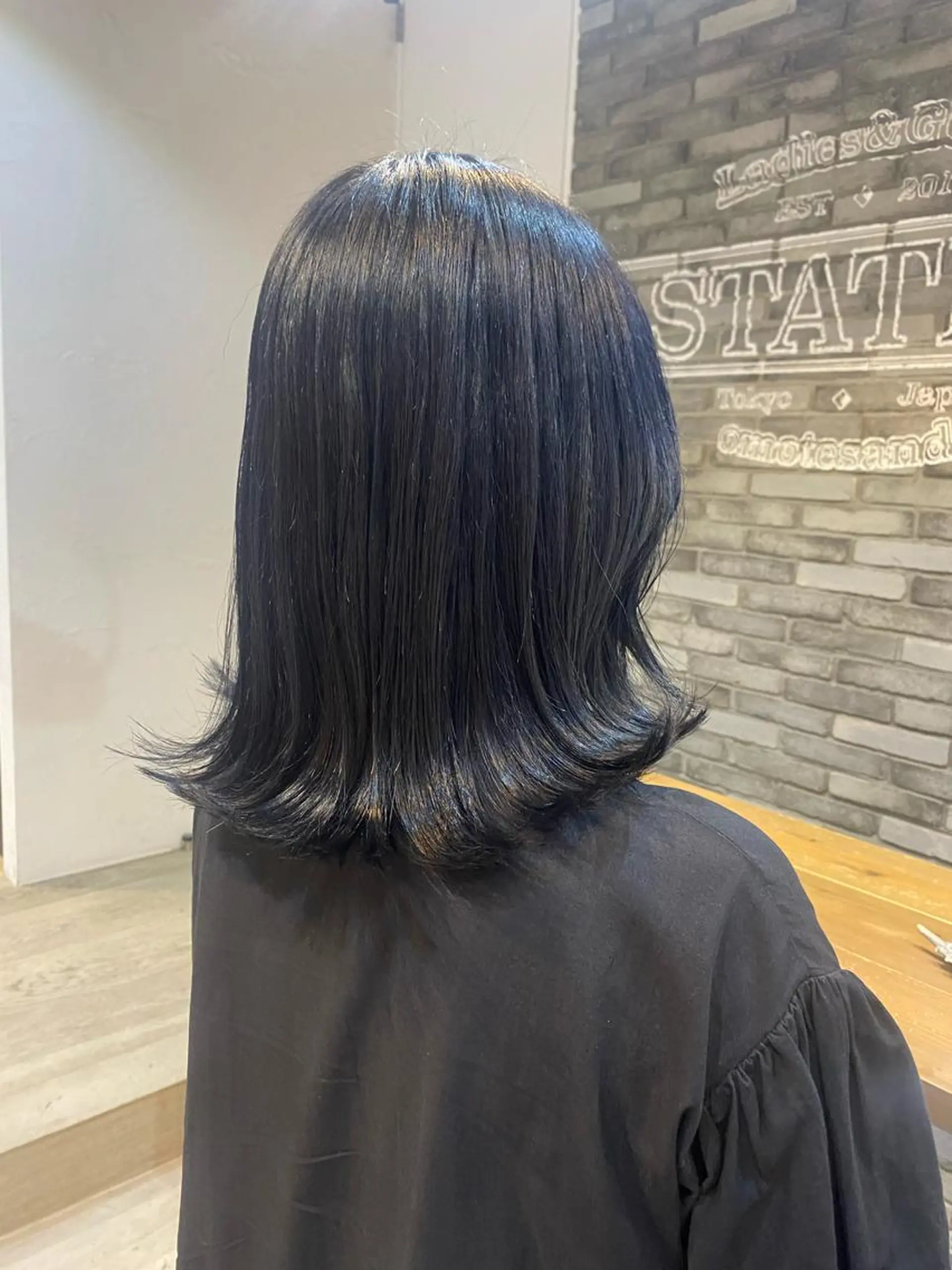 セミロング カラー 黒髪 ブルーカラー ブルーブラック 韓国風ヘア 韓国ヘア☁️ mitsukiのヘアスタイル