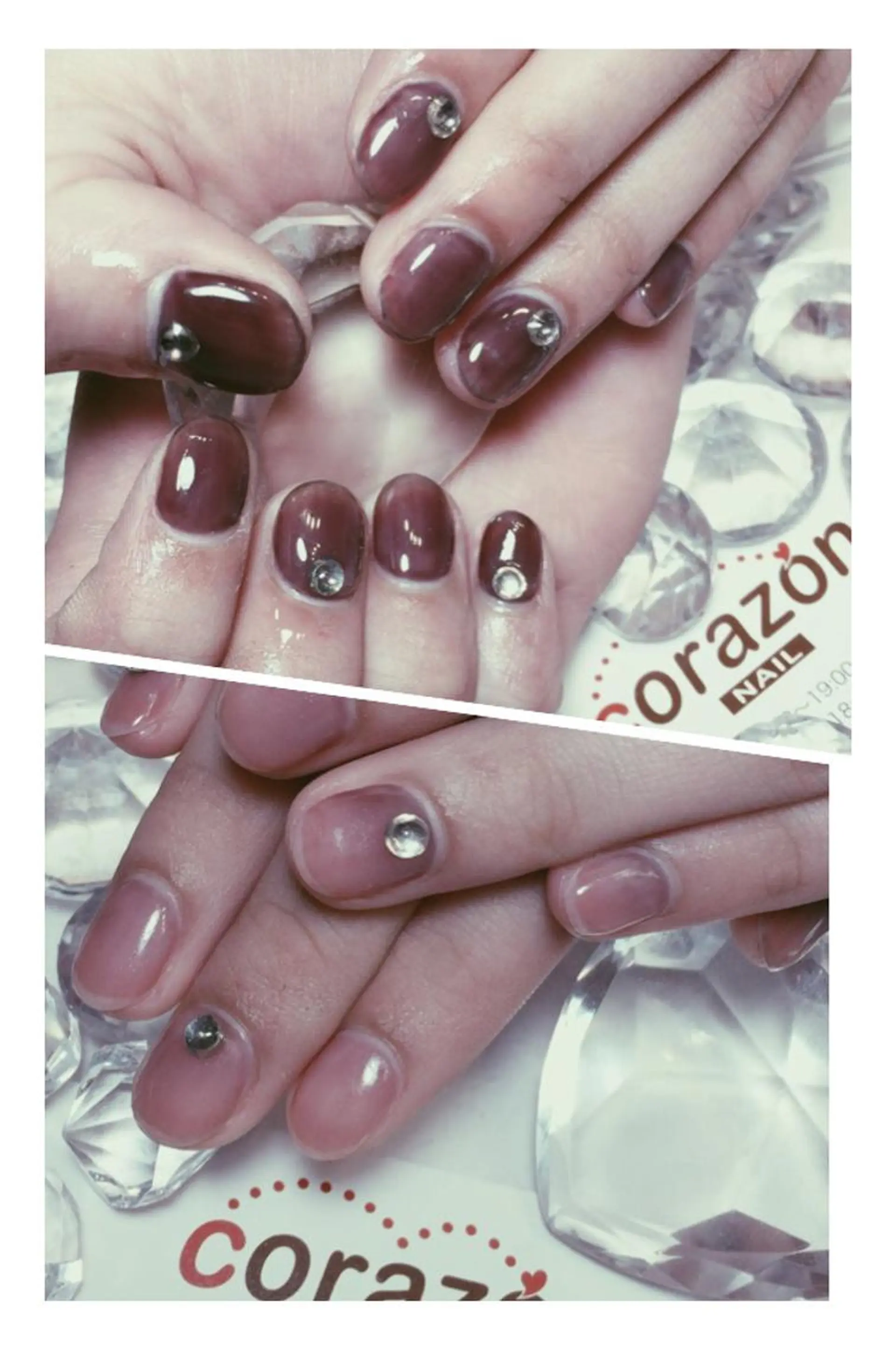ネイル ジェルネイル ワンカラーネイル ストーンネイル ハンドネイル corazon所属・ネイリスト aicoのネイルデザイン