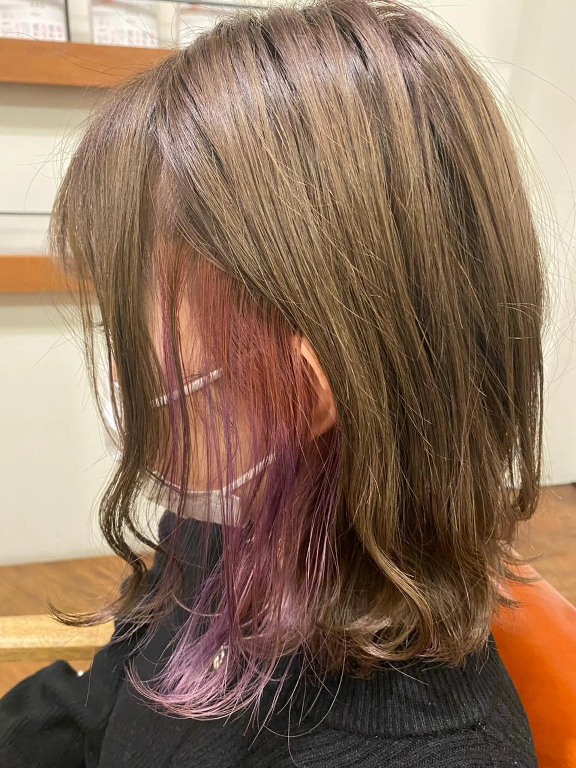 ミディアム カラー イヤリングカラー SENSE beauty salon所属・髪質改善/カラー/ カット/富岡佑麻のヘアスタイル