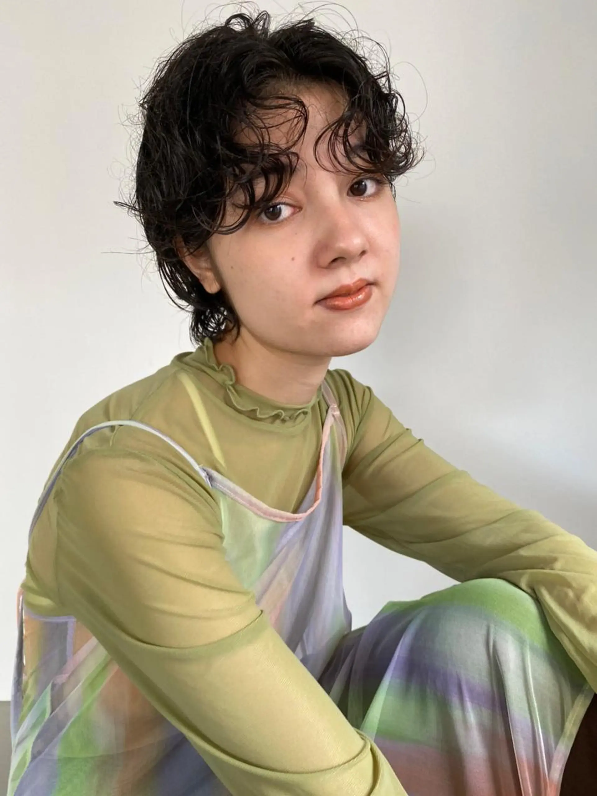 ミディアム カラー パーマ ショートボブ ミディアムパーマ アディクシーカラー ブリーチ ブロンド カット ヘアカラー トリートメント CEINE【セーヌ】 三軒茶屋のヘアスタイル