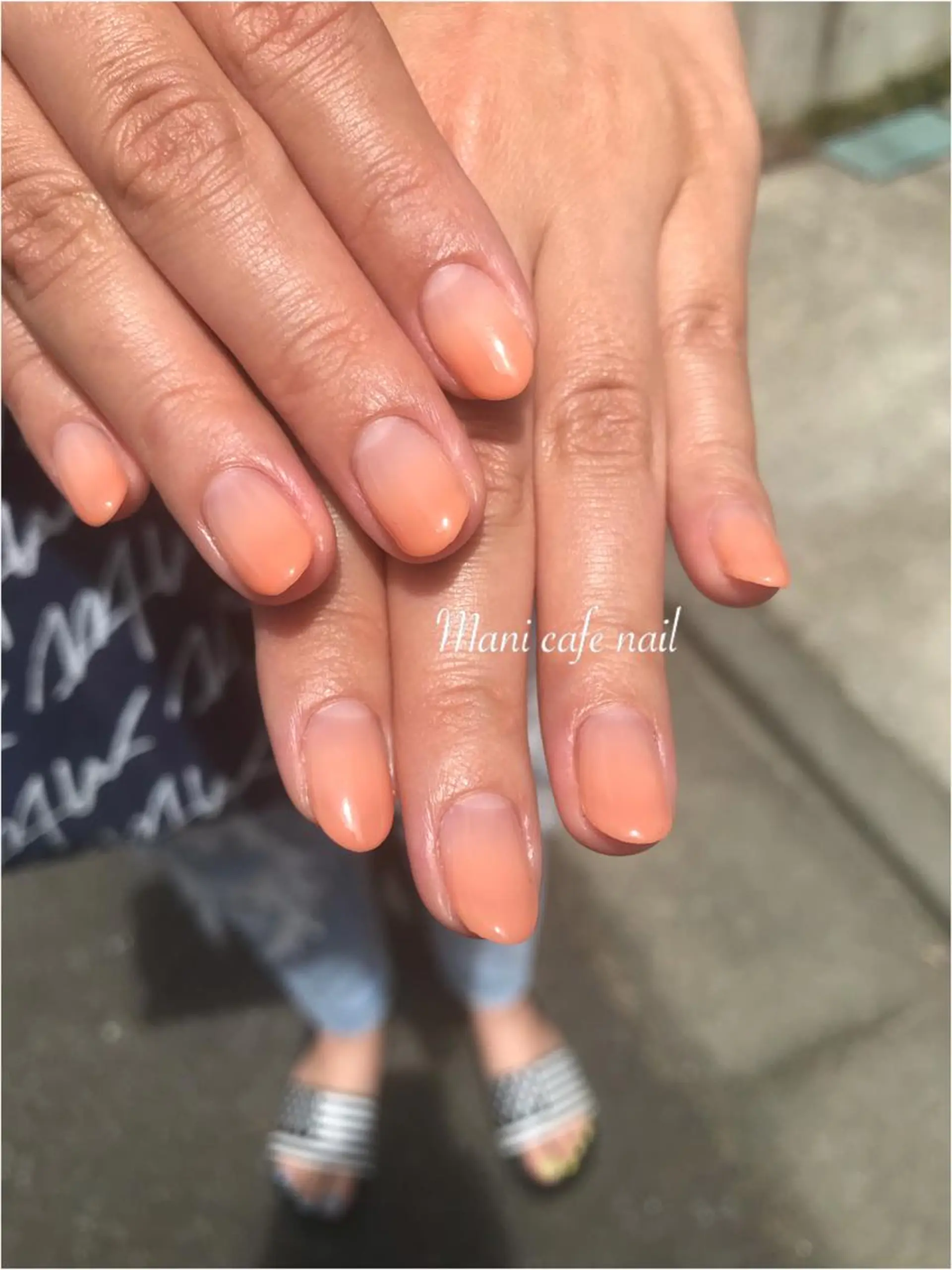 ネイル オレンジ ハンドネイル Mani cafe nailのネイルデザイン